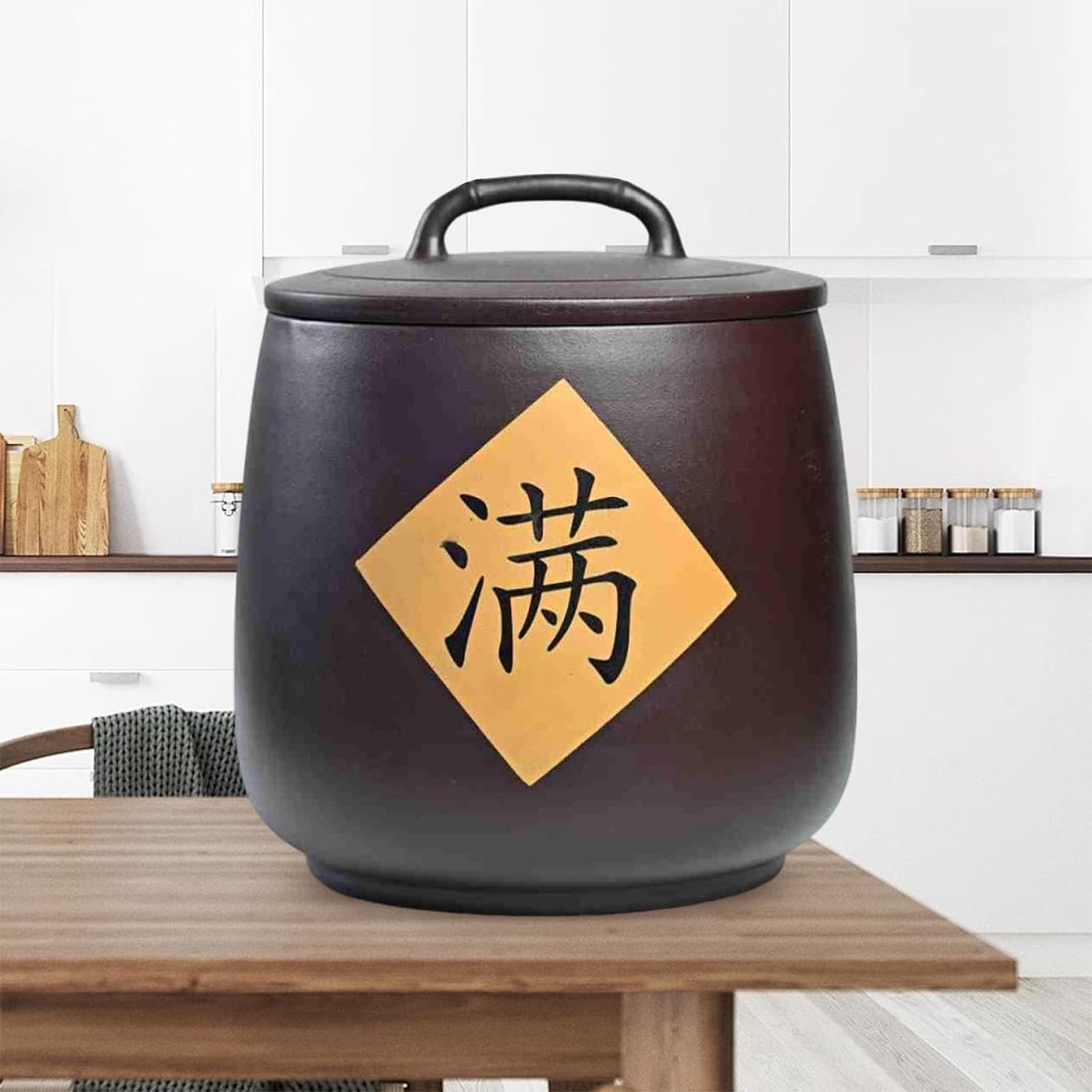 Keramik-Reisbehälter im traditionellen chinesischen Stil für Reis Mehl (B)