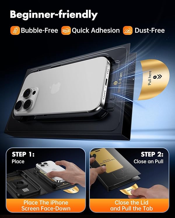 UNBREAKcable Privacy Screen Protector for iPhone 16 Pro, 3 Pack Full Coverage Tempered Glass [28° Anti-Spy] [9H Hardness] [Easy Installation Box] Shatterproof Private Screen Guard by UNBREAKcable - Used condition - Image 3