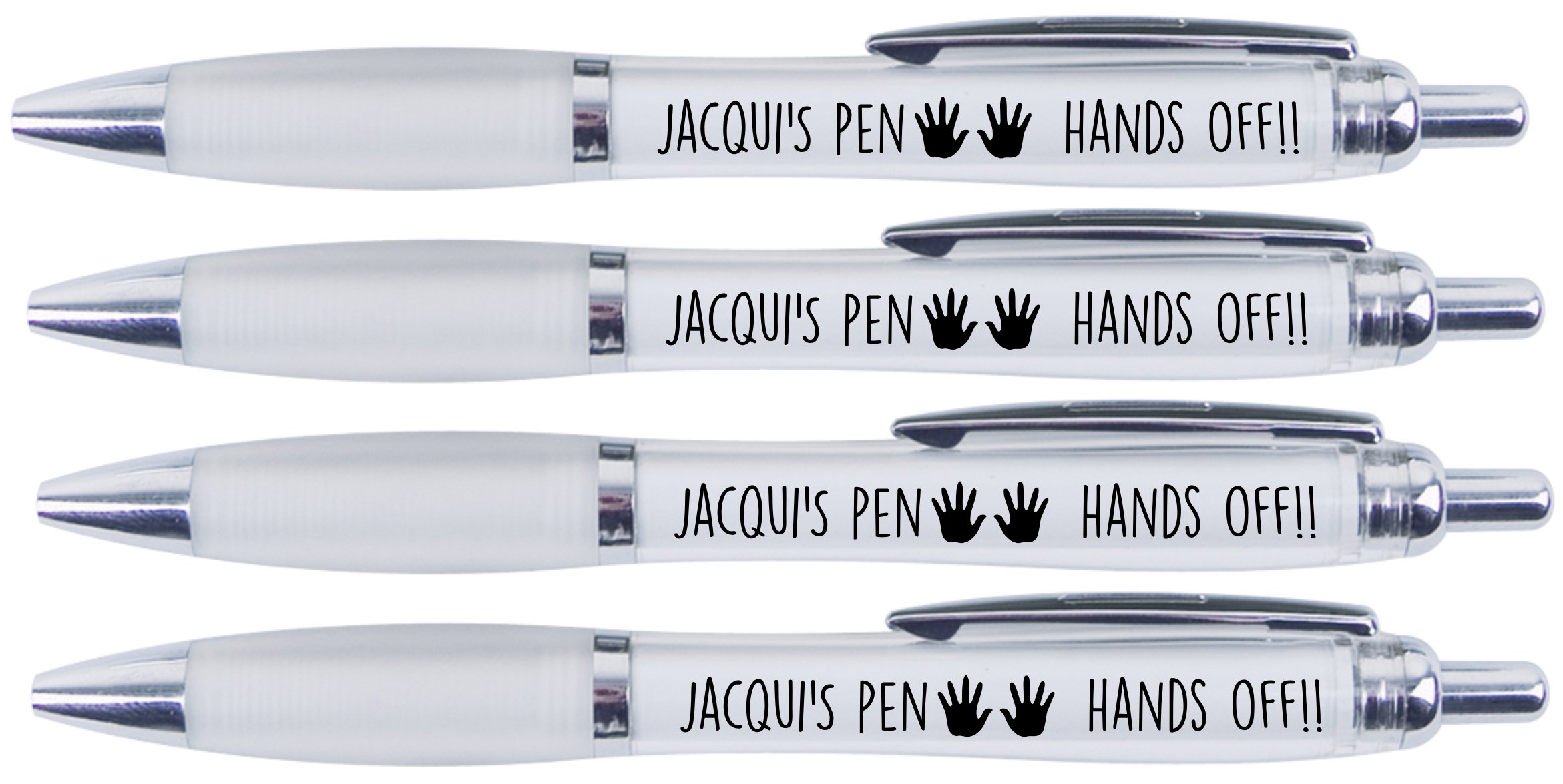 Printedproducts Black Jacqui's Pen Hands Off!!, 4 Printed Pens For Jacqui