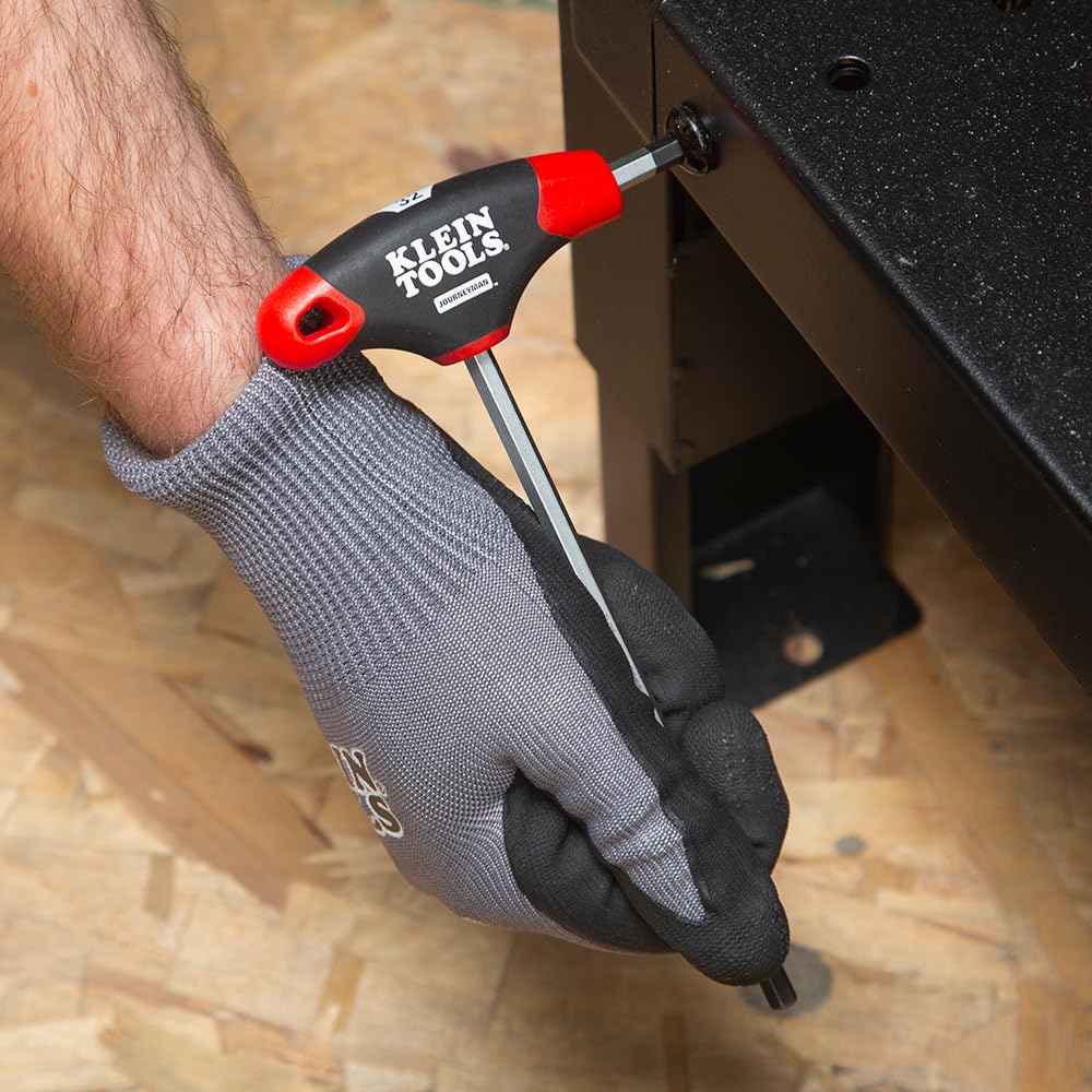 KLEIN TOOLS JTH610E Zestaw kluczy imbusowych SAE z uchwytem w kształcie litery T z ostrzami 6-calowymi, stojak w zestawie, 10-częściowy