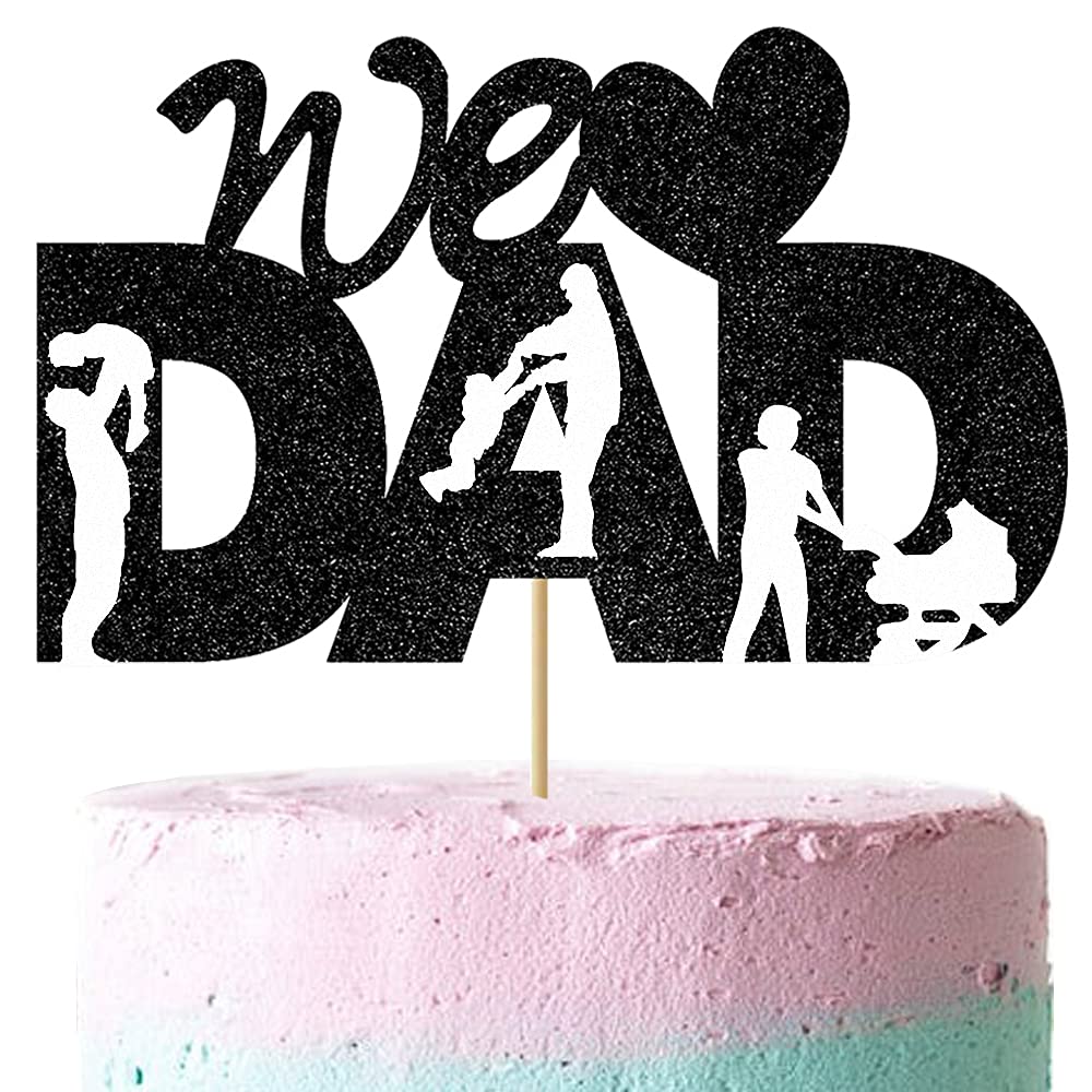 Buy Glitter We love Dad Cake Topper for Daddy Father Birthday Double Side Black Dad's Life Theme
