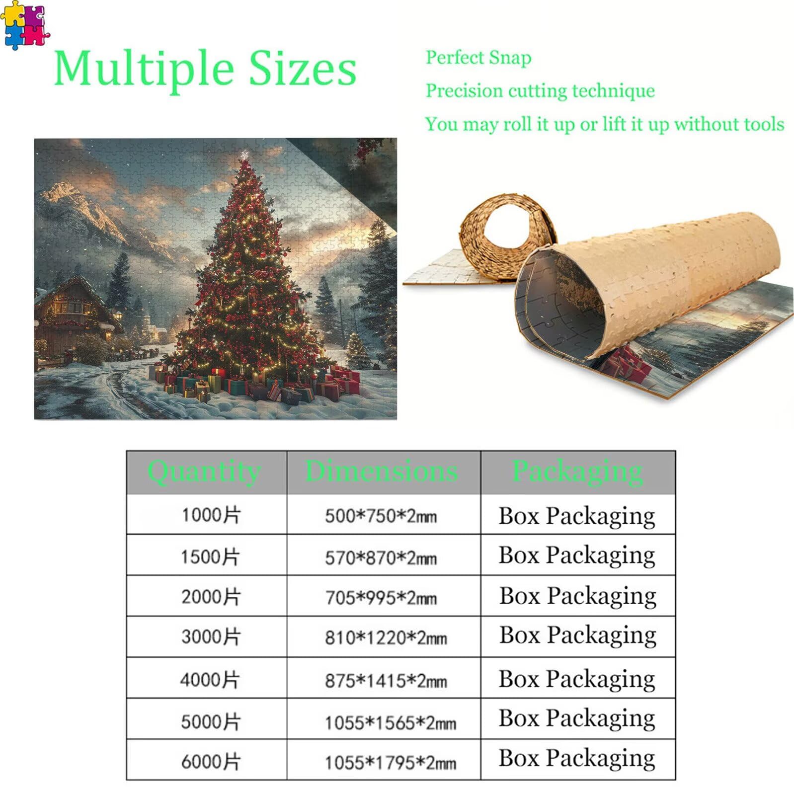 Puzzle 2000 elementów, budka choinki puzzle 2000 elementów dorośli i dzieci, wysokiej jakości artystyczna łamigłówka, 99,5x70,5 cm Klasyczna gra puzzli dla dorosłych, prezent dla kobiety/mężczyzny s7h