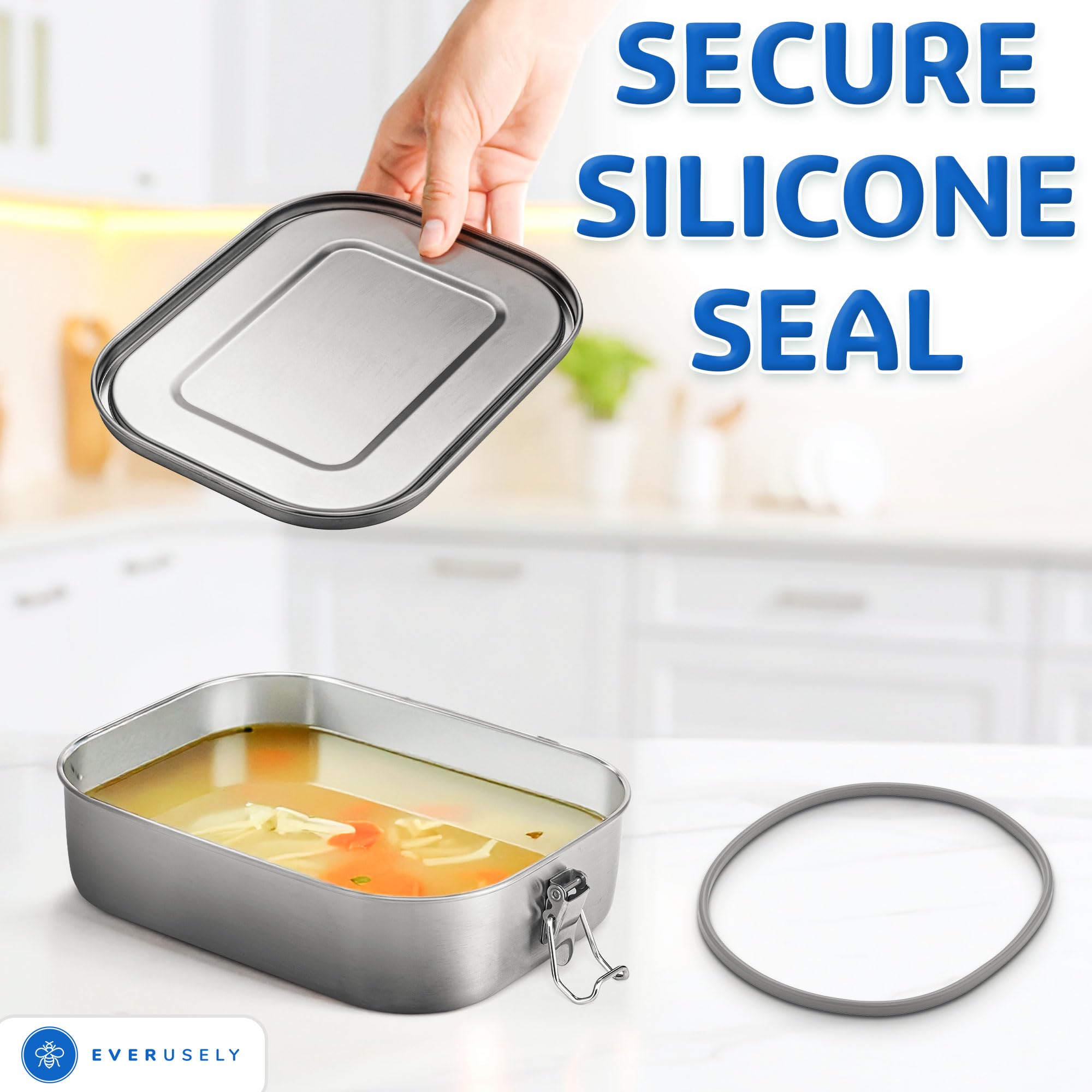 Everusely Stainless Steel Lunch Box with Adjustable Compartment