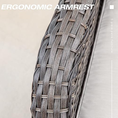 Miniatura 6 de Joyside Juego de muebles de patio de 2 piezas de mimbre para exteriores, juegos conversacionales con sofá de 3 asientos, mesa de centro de ratán