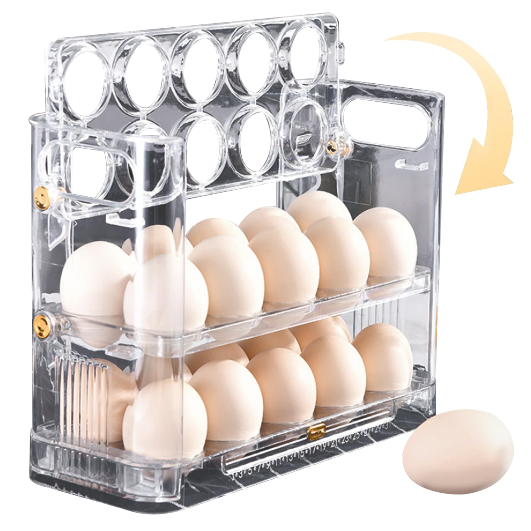 Recipiente para 30 huevos apilable con marcador de tiempo para frigorífico