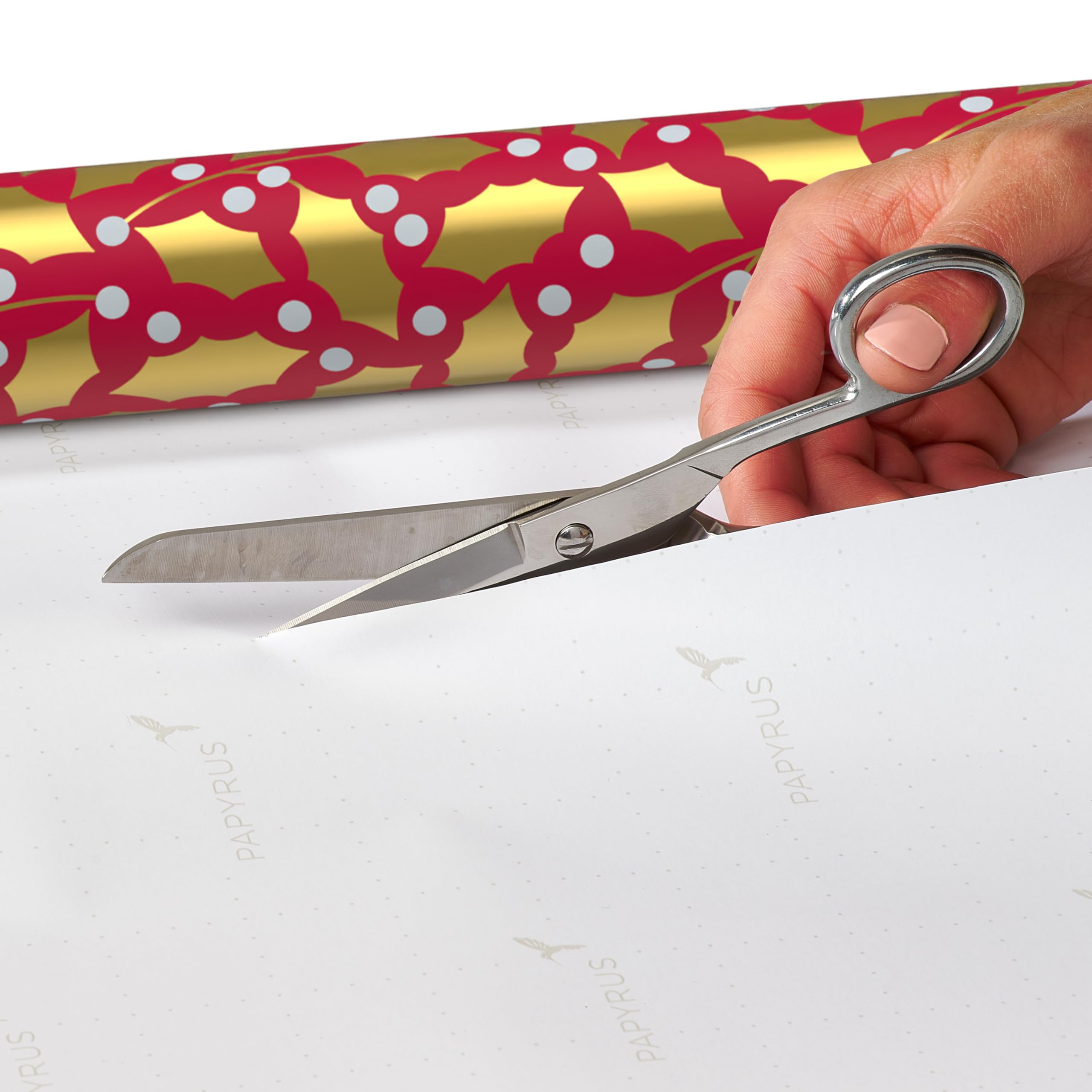 Papyrus Rouleaux de papier cadeau de Noël, verdure, lettrage et pois (3 rouleaux, 2,5 m²)