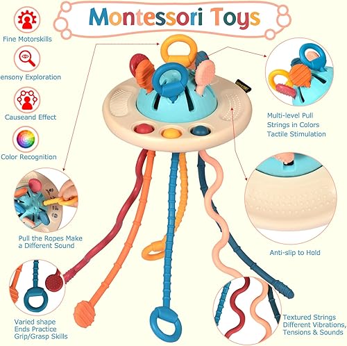 Miniatura 2 de Juguetes sensoriales Montessori para dentición para bebés de 24 meses, juguete de dentición de silicona para 2 y 3 años, desarrollo sensorial,