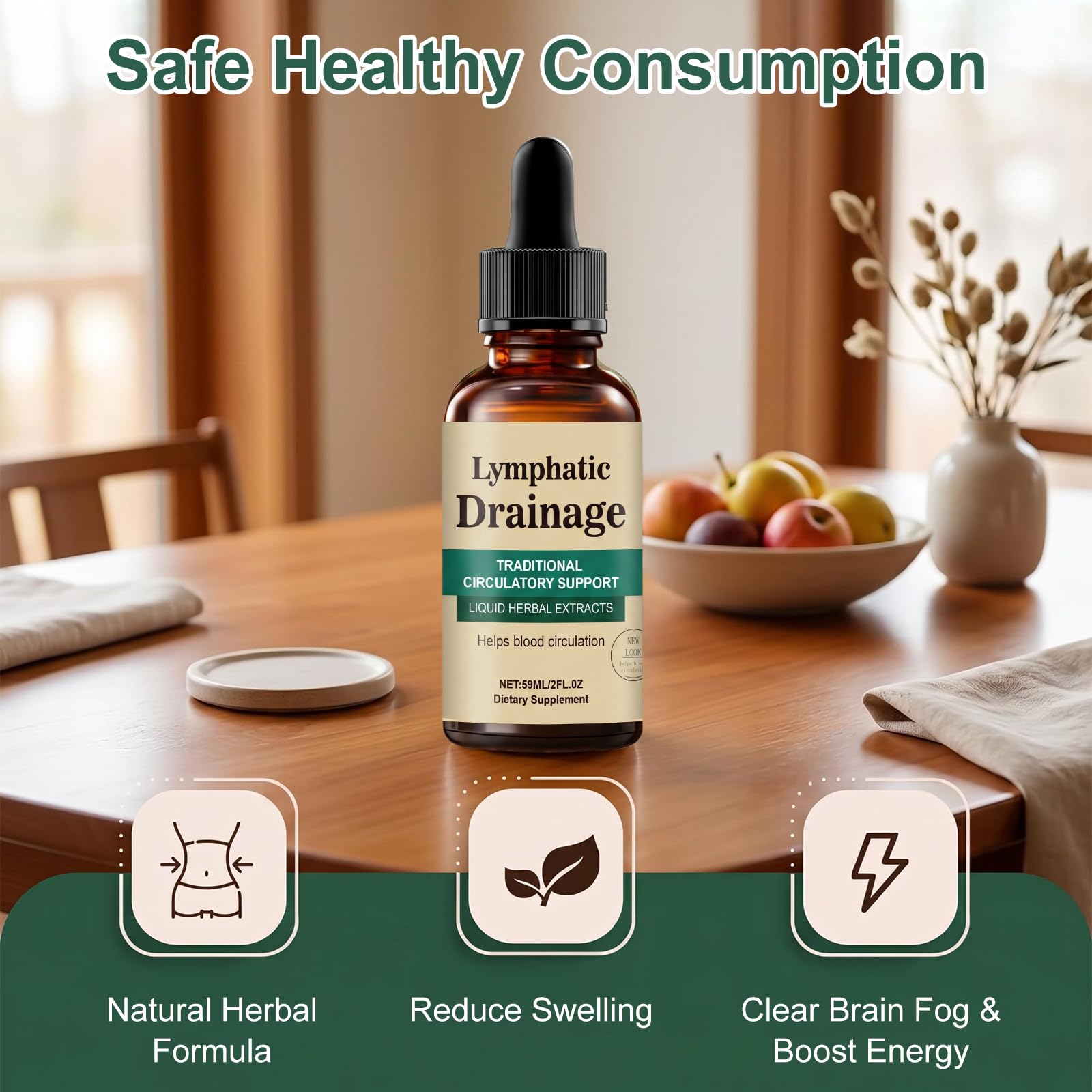 2 Pièce Drainant Lymphatique Goutte 60ML Drainage Lymphatique Corps Complet Mélanges à Base de Plantes Naturelles pour Femmes et Hommes