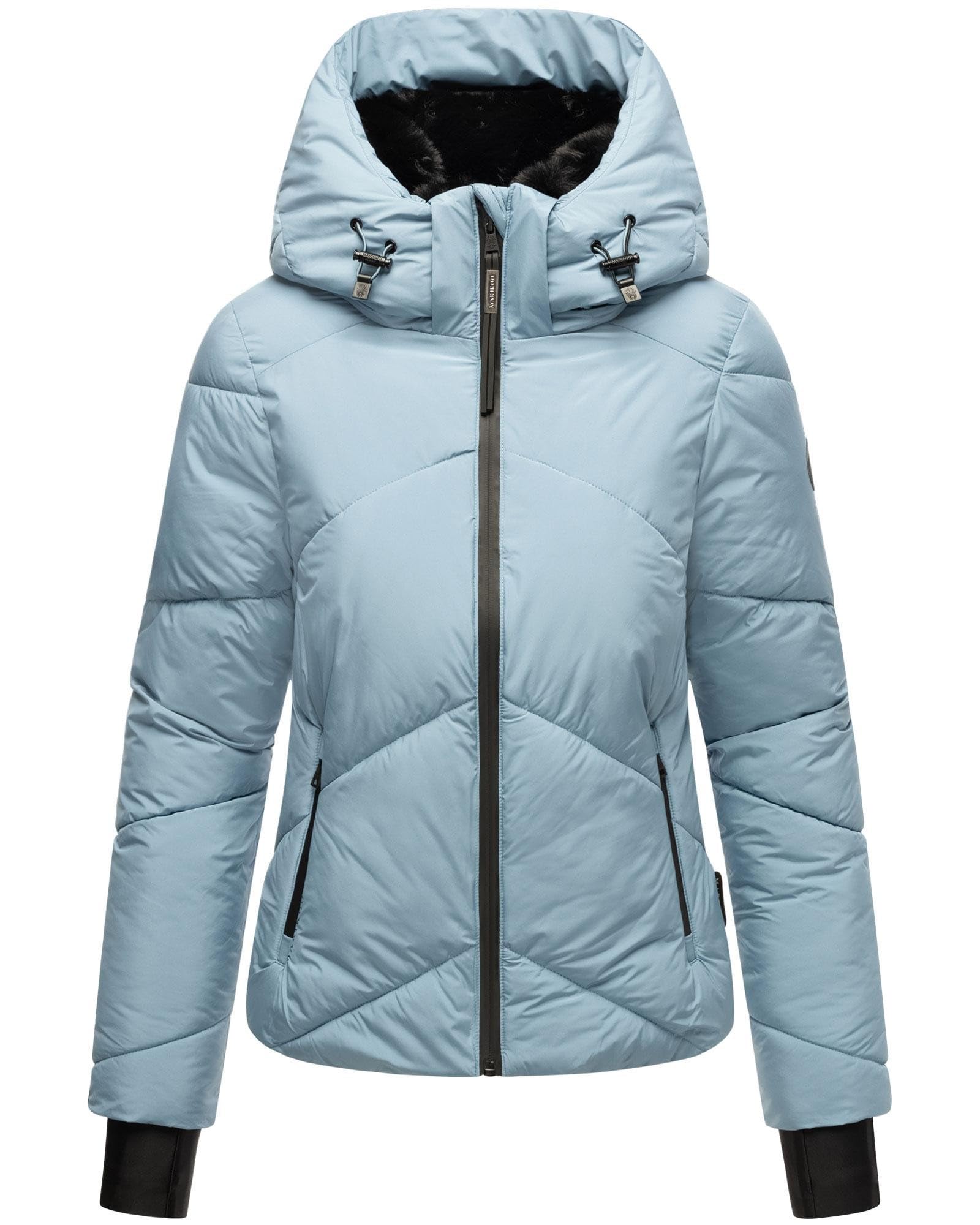 MARIKOO Damen Winterjacke (XS-XXL) - leicht, 4 Taschen, Kapuze mit Reißverschluss abnehmbar, Steppjacke, Warme Jacke Frauen - N007
