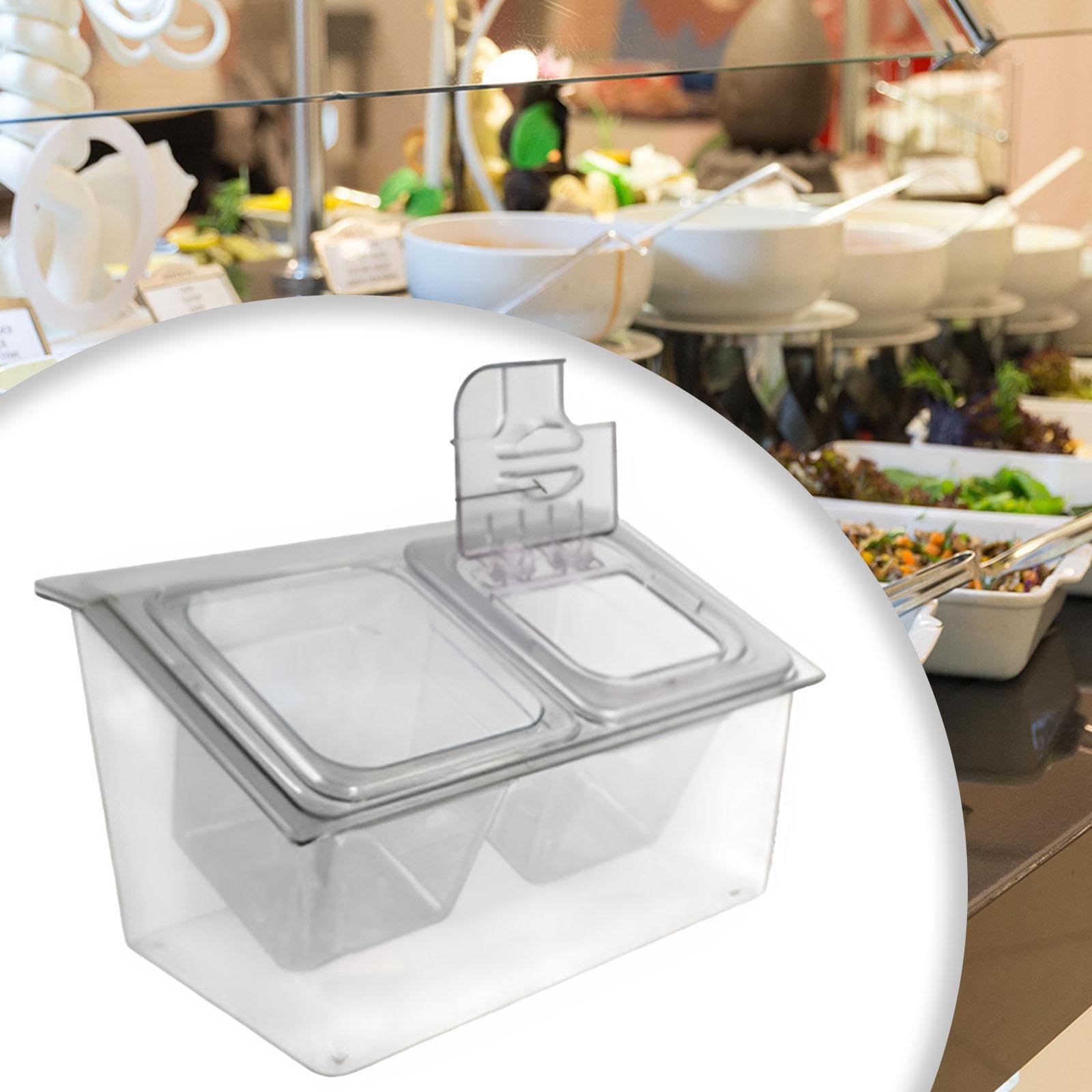 Servidor de condimentos refrigerados de 5 compartimentos 2 ranuras | con control de temperatura que mantiene los alimentos frescos. Servidor de condimentos