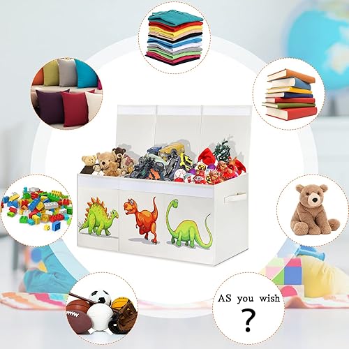 Vista 8 de ANNKIE Caja de juguetes extra grande para niñas, baúl de juguetes para niños, almacenamiento plegable y resistente con tapas, caja de juguetes