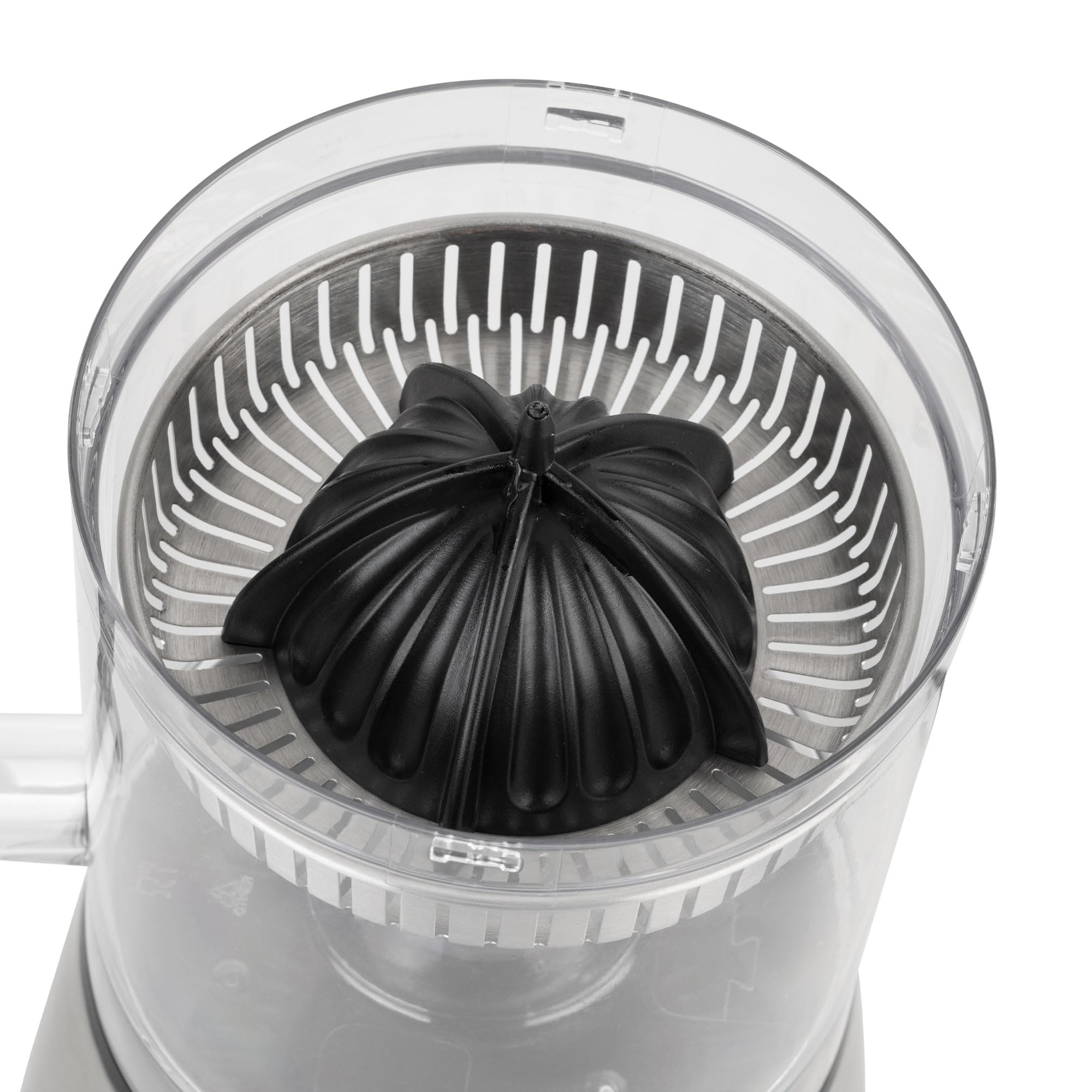 JATA JEEX1616 - Spremiagrumi elettrico automatico 300 W | Corpo e filtro in acciaio inossidabile | Sistema antigoccia | Adatto a tutti i tipi di frutta | Pezzi staccabili. Base antiscivolo