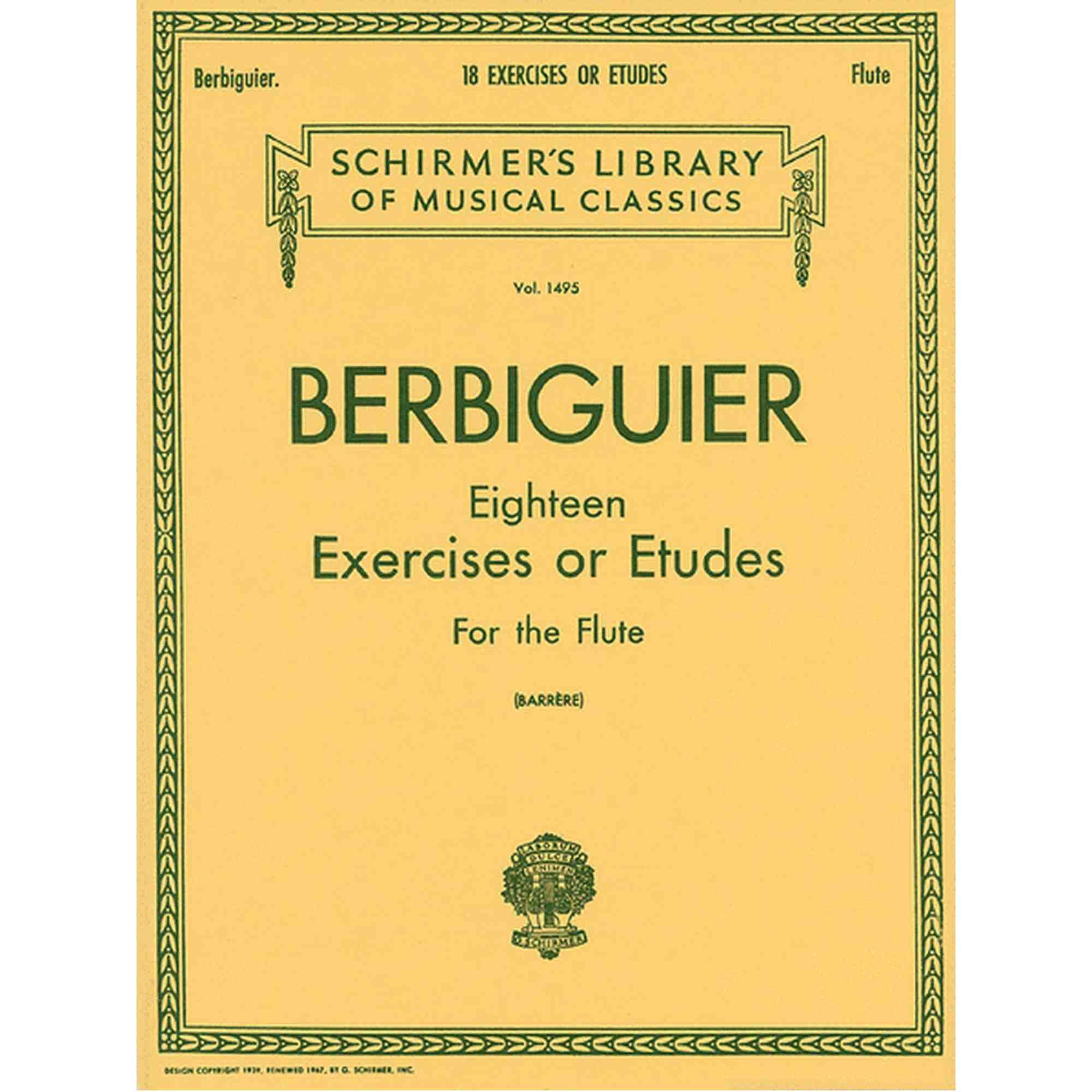 Berbiguier Eighteen Exercises or Etudes for Flute