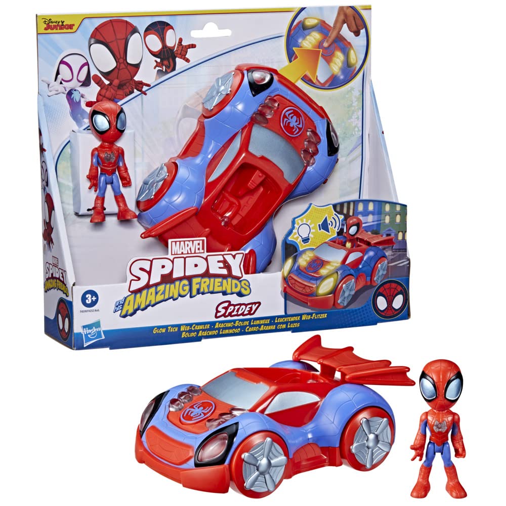 SPIDEY AND HIS AMAZING FRIENDS Hasbro Marvel Glow Tech Web-Crawler Vehicle, Pre-school Toy with Lights and Sounds - Image 2