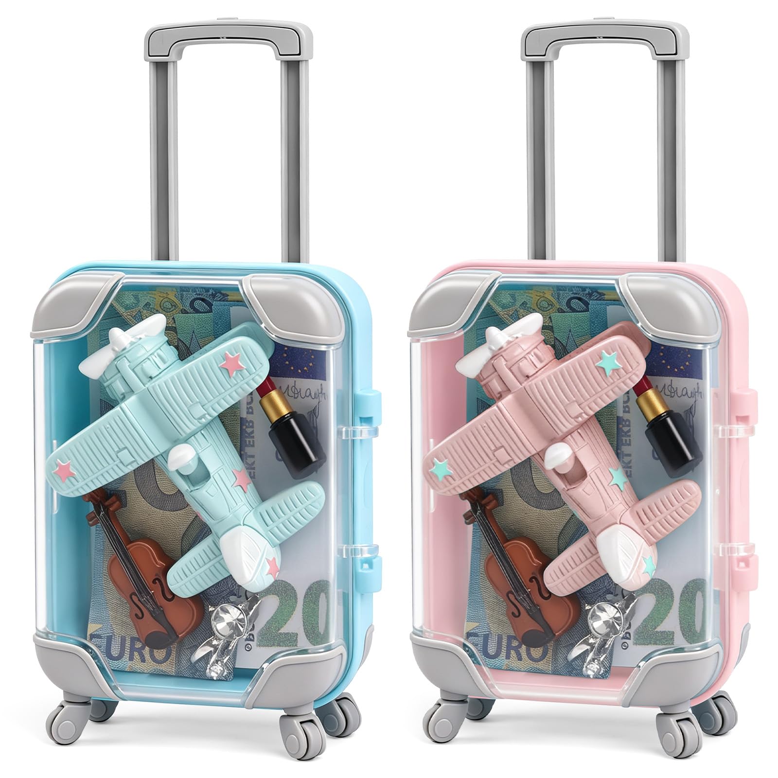 AOOTE Mini Suitcase Gift Box, 2Pcs Plastic Mini Luggage Party Favors