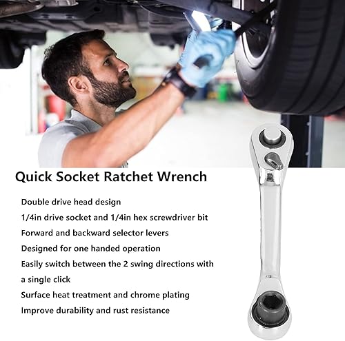 Miniatura 6 de Mini llave de trinquete de doble cabeza, llaves ajustables, llave de 14 de pulgada 72 dientes y destornillador destornillador llave de trinquete de