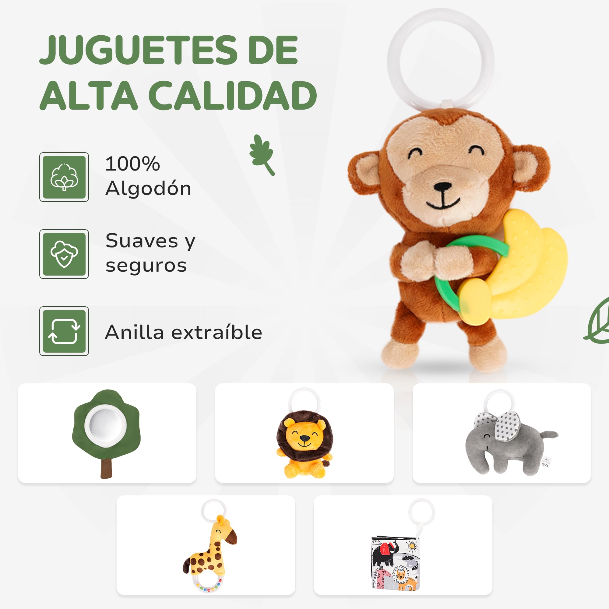 Gimnasio de Actividades con Alfombra Acolchada Jungla con 6 Juguetes y Almohada - Bebes