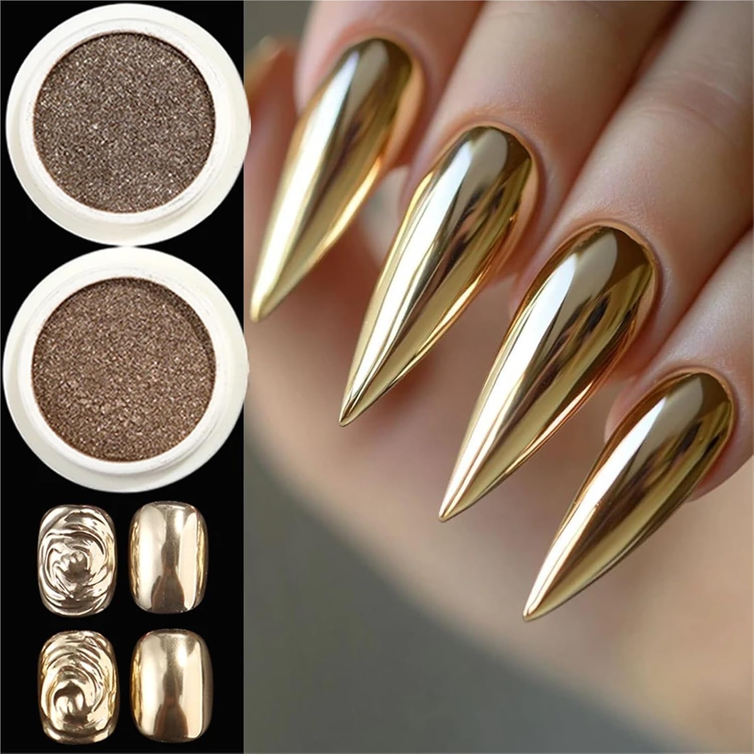 Fine Glitter for Crafts 6sets 6 Colors Gold Pink Metallic Powder for Nail Champagne Sequins Art Supplie