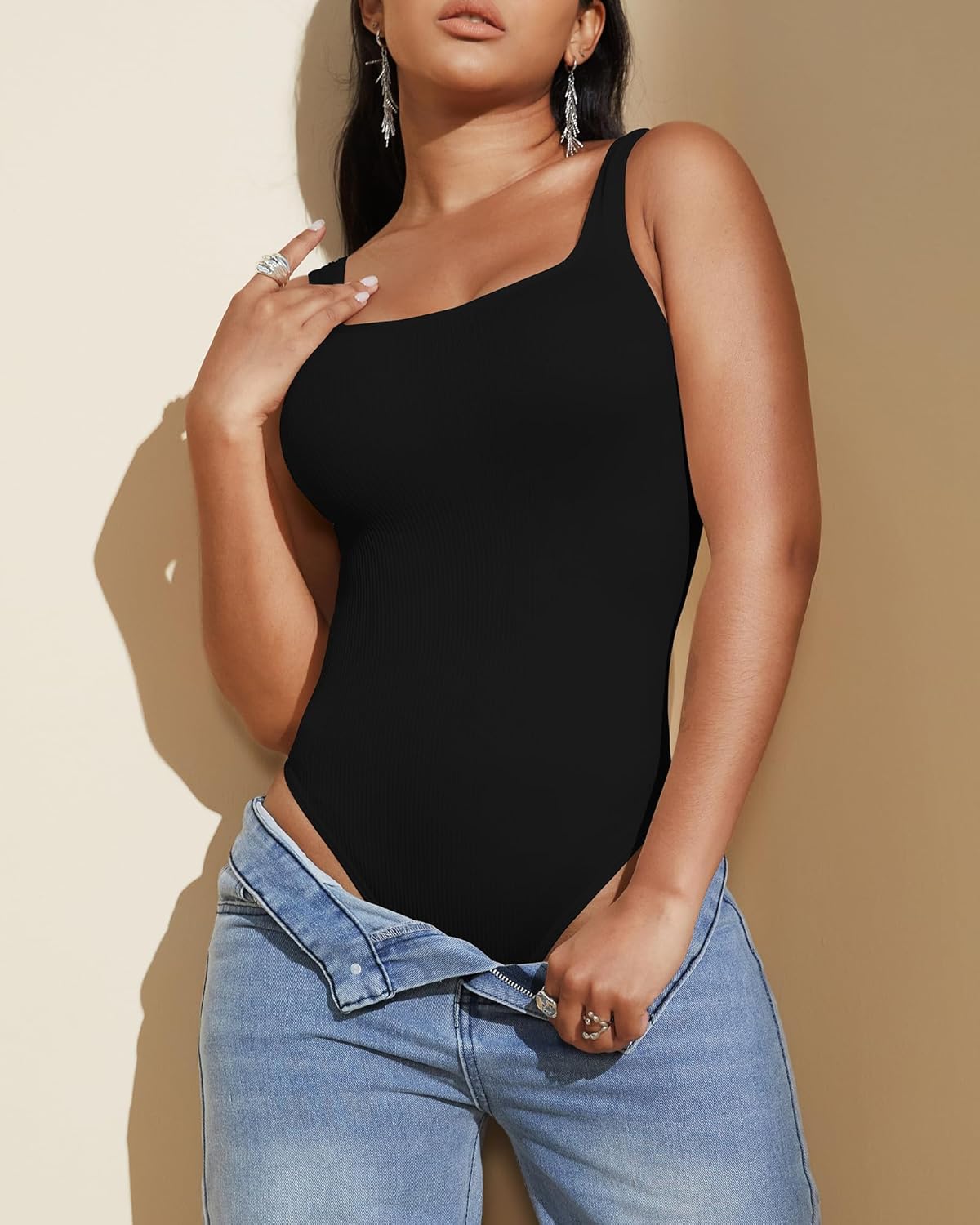 Varaso Bodysuits for Women Shapewear Tummy Control Square Neck Body Suits Seamless Body Shaper Tank Tops - Image 3