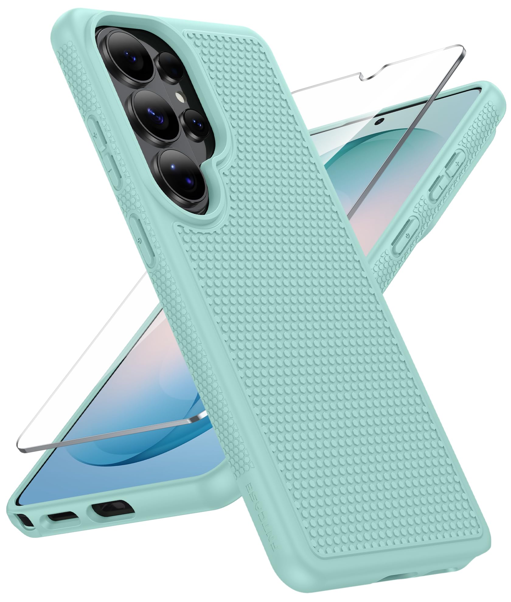 FNTCASE for Samsung Galaxy S26 Ultra Phone Case: Dual Layer Non Slip | With Screen Protector, Shockproof Drop Protection, Matte Textured Protective Cell Phone Cover, for Daily Use, Mint Green