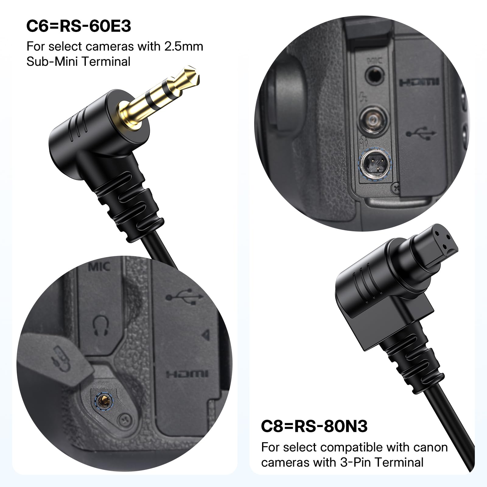 Aodelan Déclencheur à distance rechargeable avec minuteur d'intervalle pour appareil photo Canon Rebel T7, T6, T3i, R5 Mark II, R6 II, R8, R10, RP, SL2, SL3, 6D II