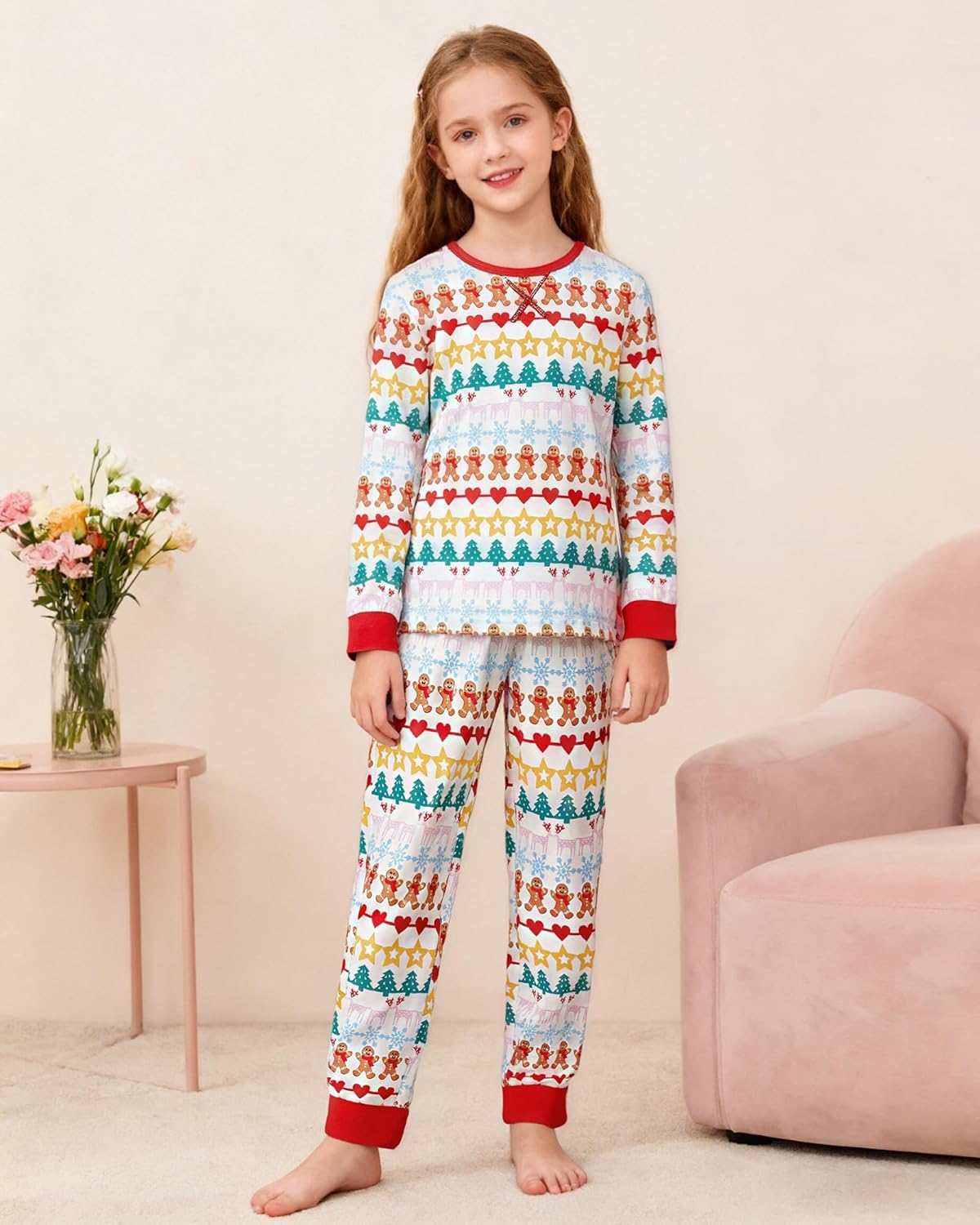 CARETOO Girls Pajamas 2 Piece Long Sleeve Long Pants Pajama Set Kids Cute Pj Soft Holiday Sleepwear Size 7-13 - Image 4