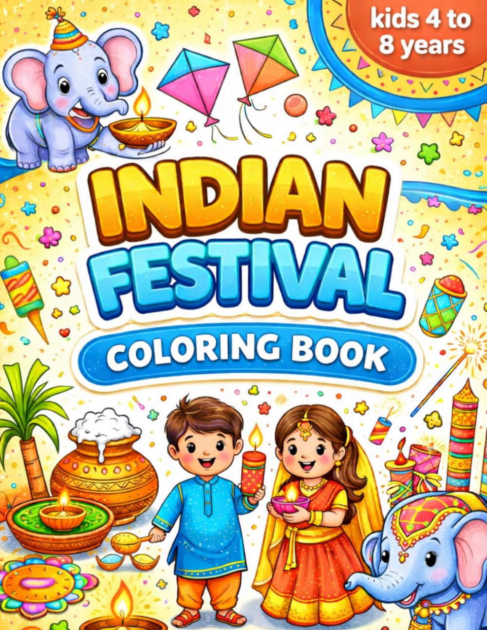 Festival Fun: Indian Festivals Coloring Book for Kids Ages 4–8