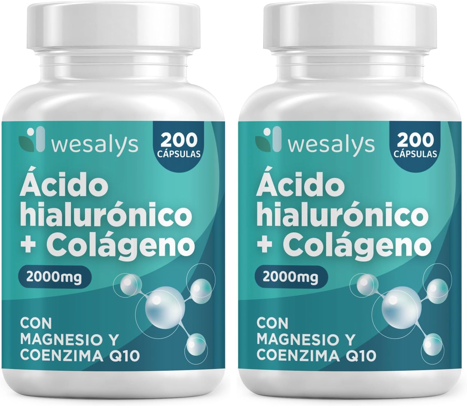 Hyaluron Kollagen Komplex - 200 Kapseln – 2000mg Collagen hochdosiert Angereichert mit Hyaluronsäure, Coenzym Q10, Zink, Vitamin C, Vitamin A, Vitamin E, Magnesium – Laborgeprüft (Packung mit 2)