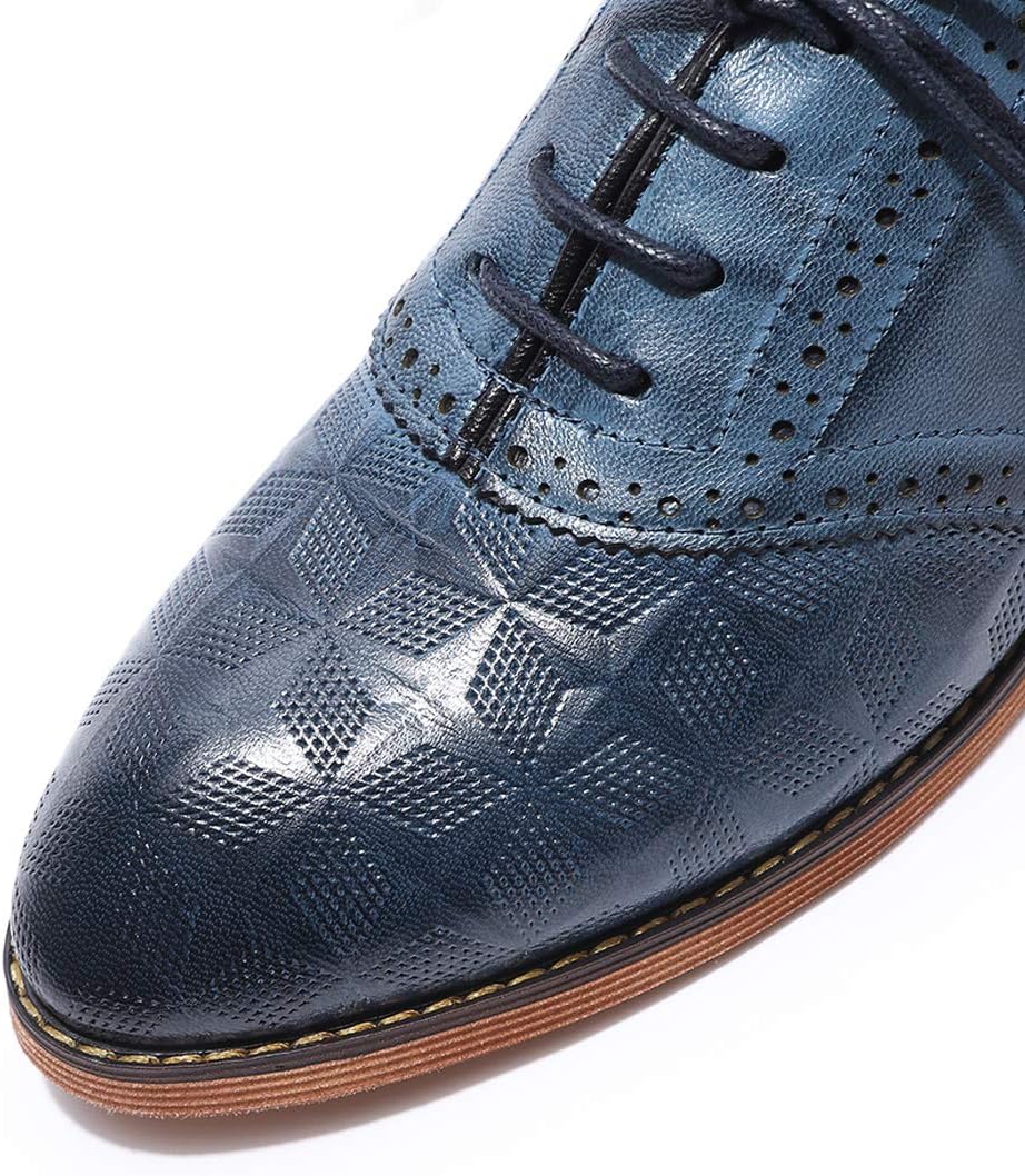 Mona flying Women's Comfortable Saddle Oxfords Brogue Lace-up Leather Shoes for Ladies