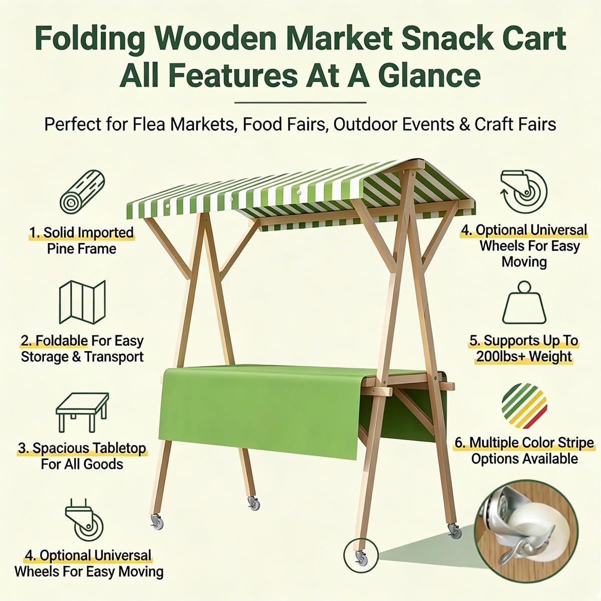 Foldable Farmers Market Stand with Canopy