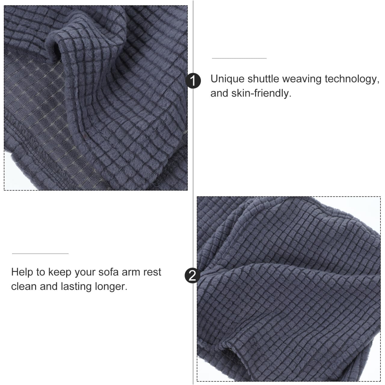 Didiseaon Fundas de Reposabrazos para Sofá, 2 Piezas, Tejido Elástico de Franela Gris Oscuro, Protección Resistente para Hogar y Oficina, Funda Antirayaduras para Brazos de Sofá