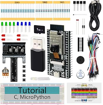 Freenove Basic Starter Kit for ESP32 CAM Included, Dual-core 32-bit 240 MHz Microcontroller, Onboard Camera Wireless, Python C Code, 400-Page Detailed Tutorial, 141 Items, 58 Projects