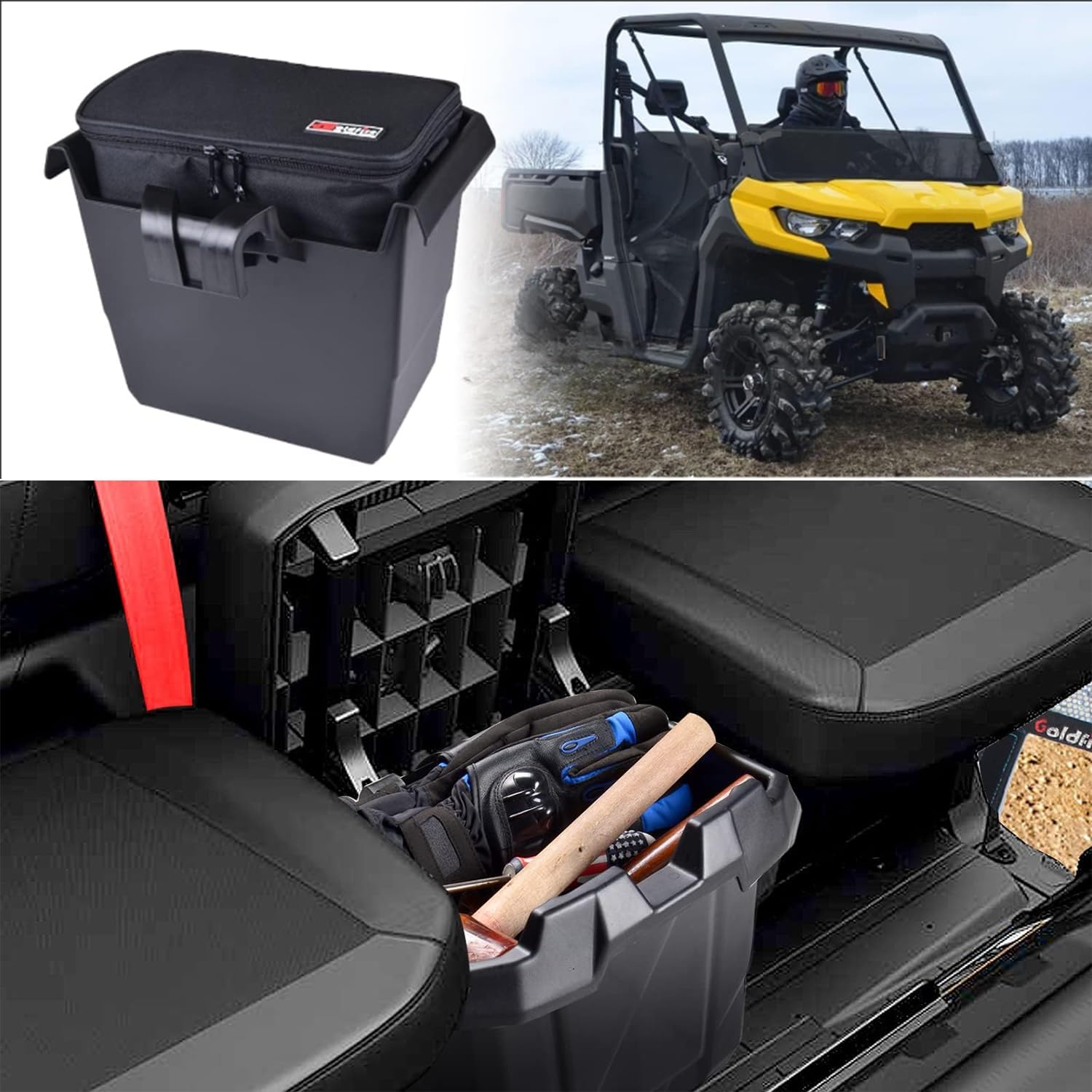Under Seat Storage Bin Compatible with Can-Am Defender Max HD8 HD10 H5 H6 2016-2025,Cooler Ice 2 in 1 Underseat Storage Box for Defender Max with Cooler Bag Replace(OEM 715003446)