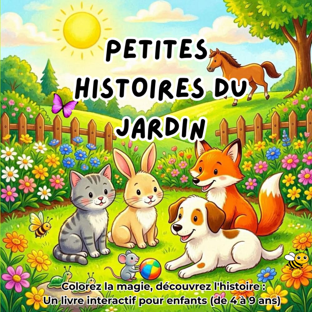 Petites Histoires du Jardin: Un livre de coloriage interactif avec des histoires courtes pour les enfants de 4 à 9 ans : Apprends le français à ... activités créatives dans un jardin magique