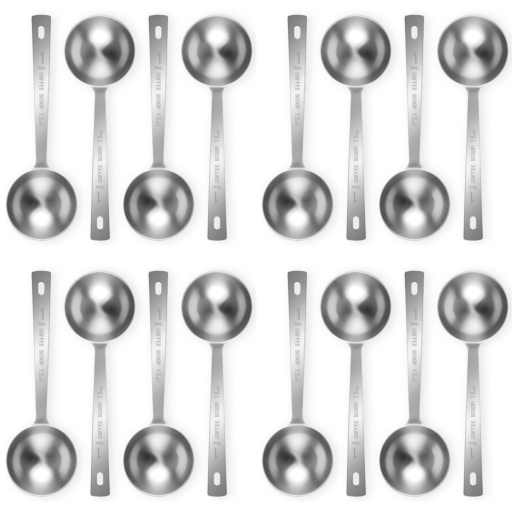 Vjsujehgy 16Pcs Coffee Scoop Spoon - 1 Tablespoon Measuring Spoon, 15ML Stainless Steel Coffee Spoons, Long Handle Measuring Scoop