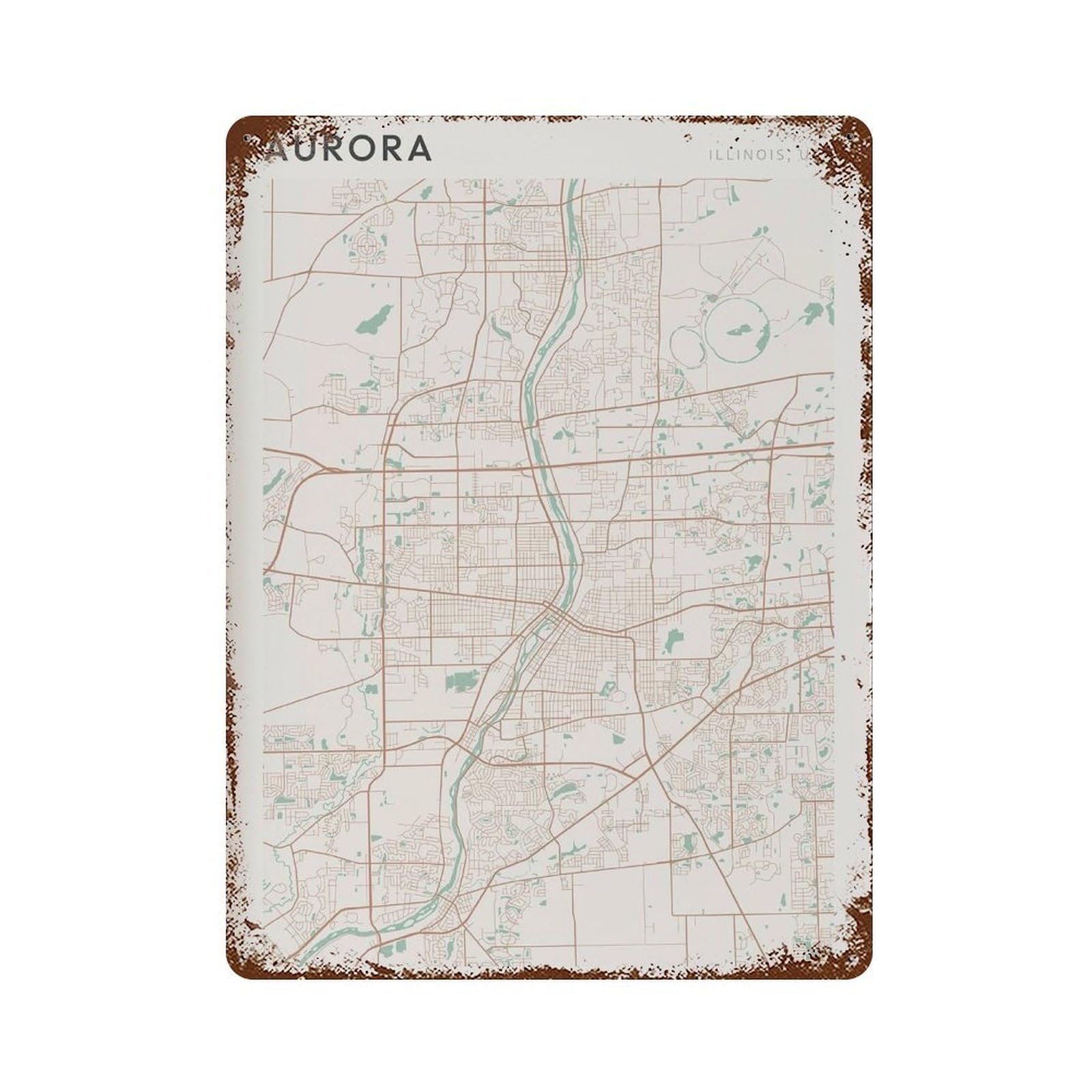 xiaoxiaoshen Aurora Map Illinois Travel Gift Scandi (2) Wall Decor Art Metal Tin Poster Modern Home Decor Art Home Bar Shop Decorations Vintage Sign 40x30cm