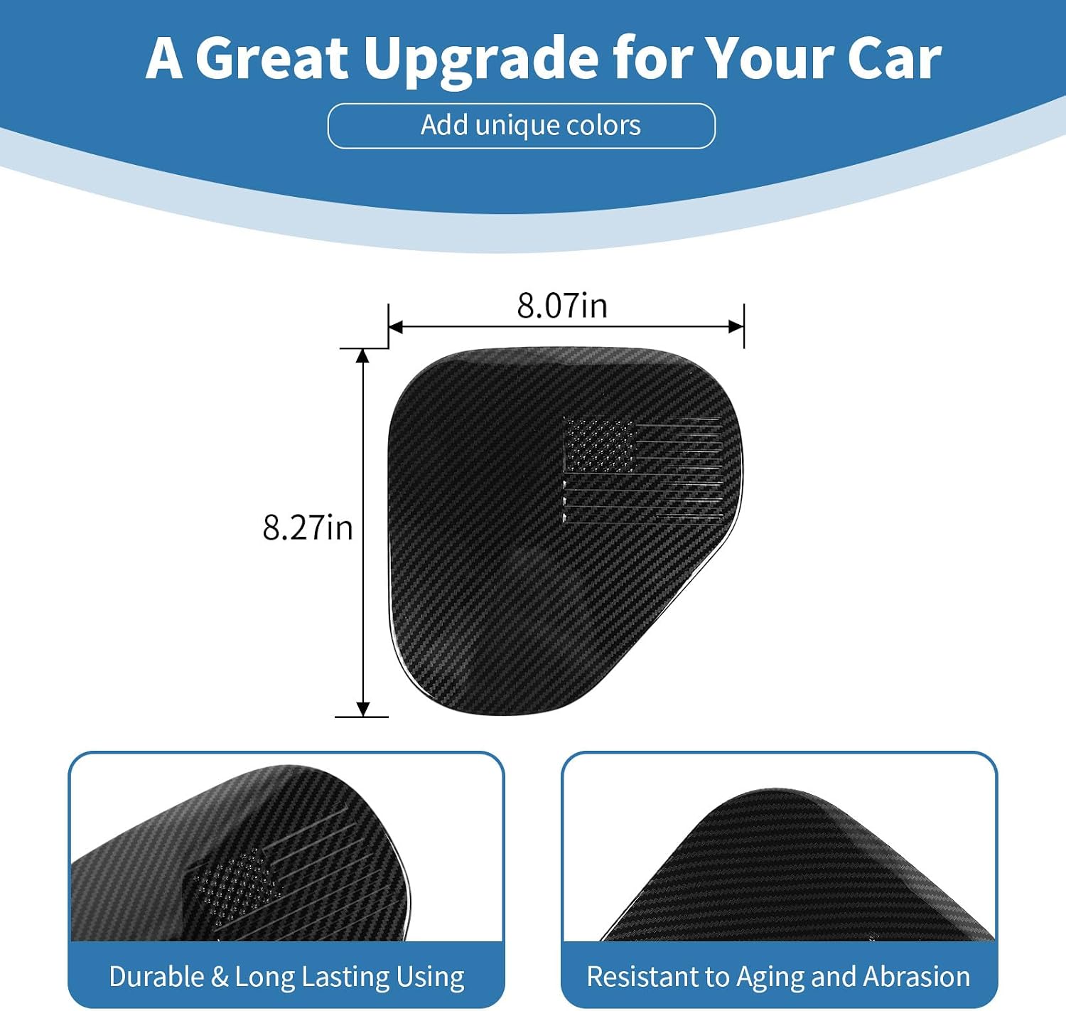 for Colorado Gas Cap Cover Trim Fuel Tank Door for Chevrolet Colorado 2023 2024 up Black Carbon Fiber Grain Exterior Accessories 1pcs
