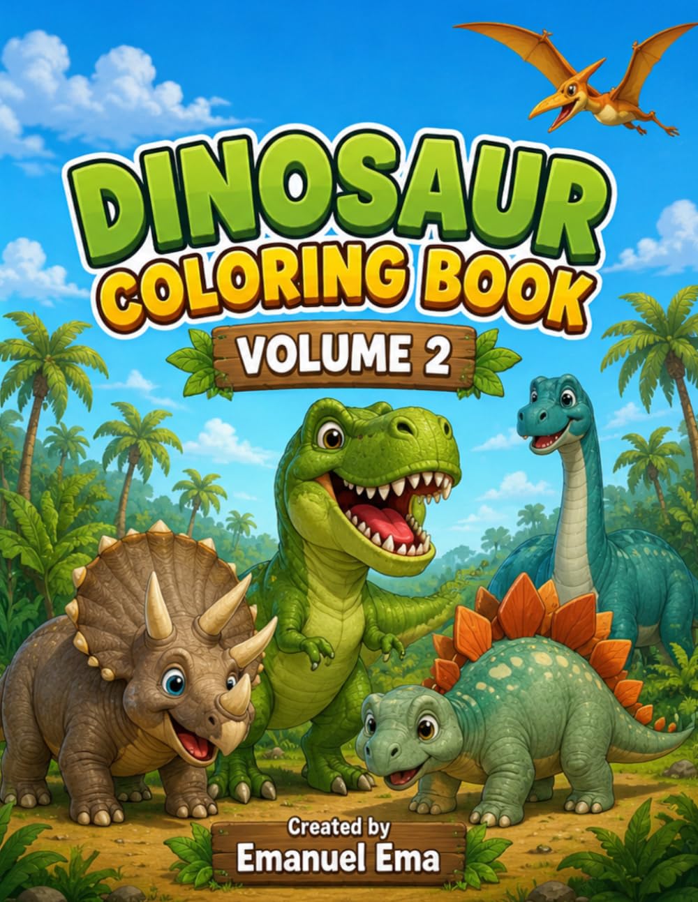 Dinosaur Coloring Book for Kids: 50 Fun and Easy Dinosaur Coloring Pages for Creative Young Artists
