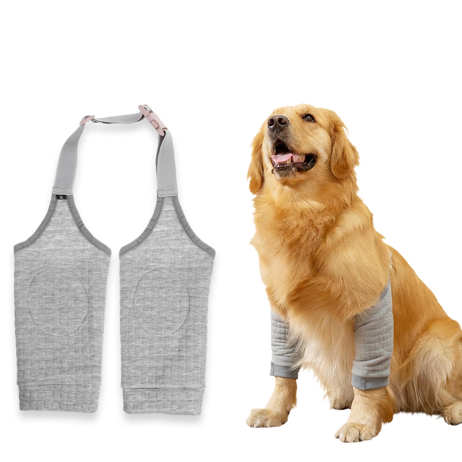 Labyrinxel Dog Elbow Protector Sleeve Grey Dog Leg Protectors With Breathable Padding And Adjustable Buckle For Medium Large Dogs Home And Outdoor Use