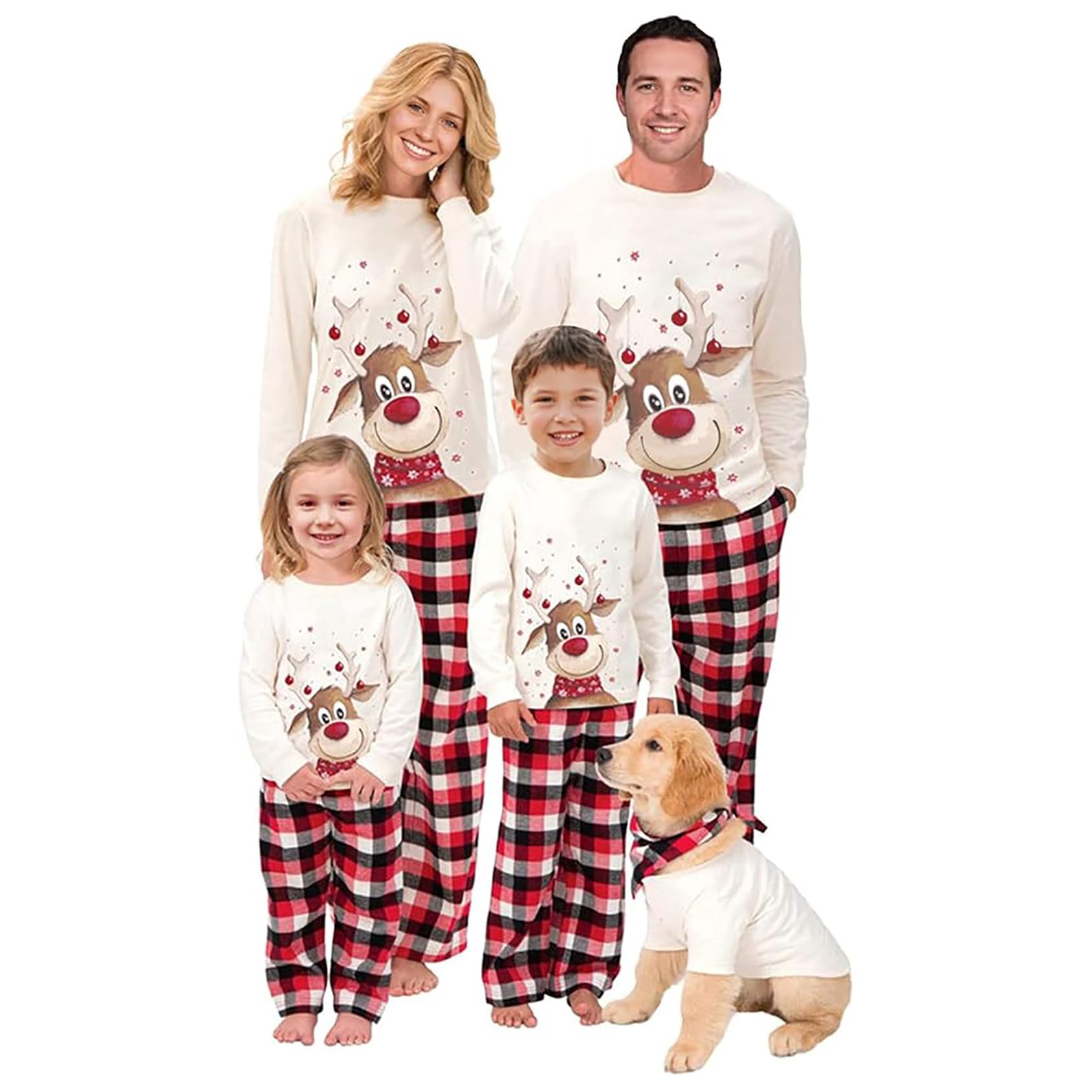HzDazrl Christmas Pyjamas Family Matching Xmas Pajamas Long Sleeve Top And Pant Sets Loung...