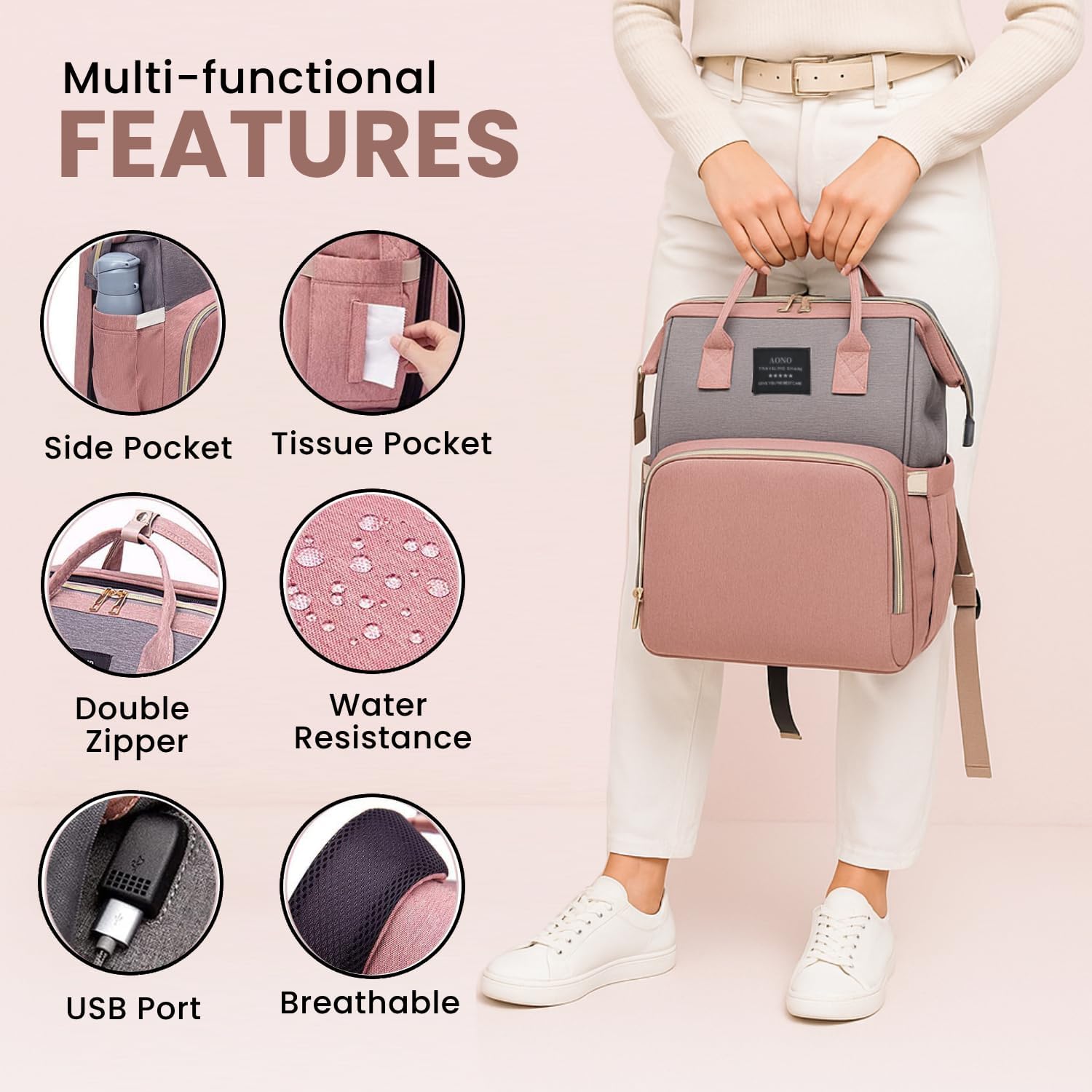 Multifunctional Baby Diaper Bag Backpack with Changing Station Baby Bag for Moms, Dads, Shower Gifts for Newborn Essentials