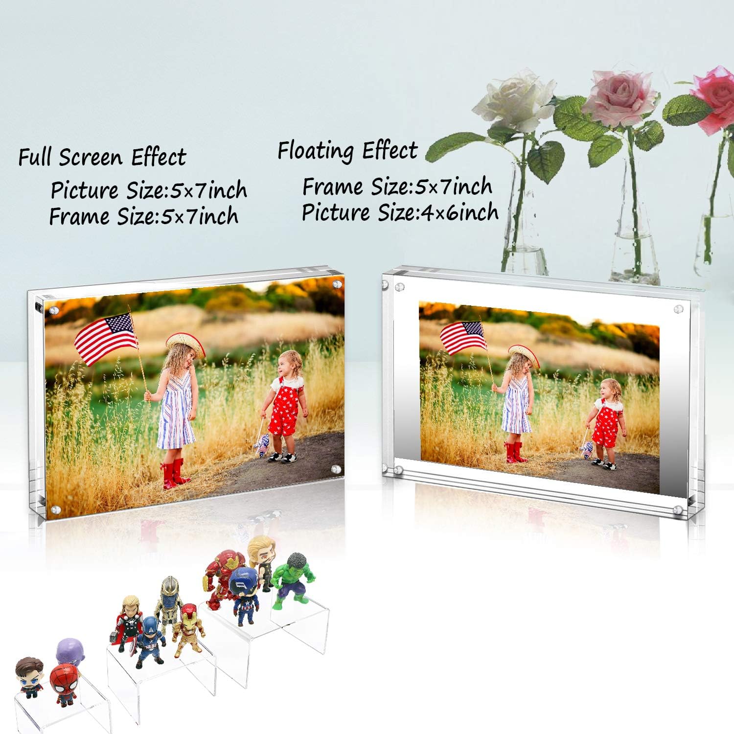 DYCacrlic Clear 8x10 Tabletop Acrylic Picture Frames, Double Sided Magnetic Acrylic Block Photo Frames 8 x 10 with Gift Box Package,8x10 Magnetic Acrylic Plexilgass Picture Frame 8x10 Desktop Display