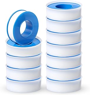 TUTUDOW 12Rolls 1/2 Inch(W) X 520 Inches(L) Teflon Tape,for Plumbers Tape,PTFE Tape,Sealing Tape,Plumbing Tape,Sealant Tape,Thread Seal Tape,Plumber Tape for Shower Head,Water Pipe Sealing Tape(White
