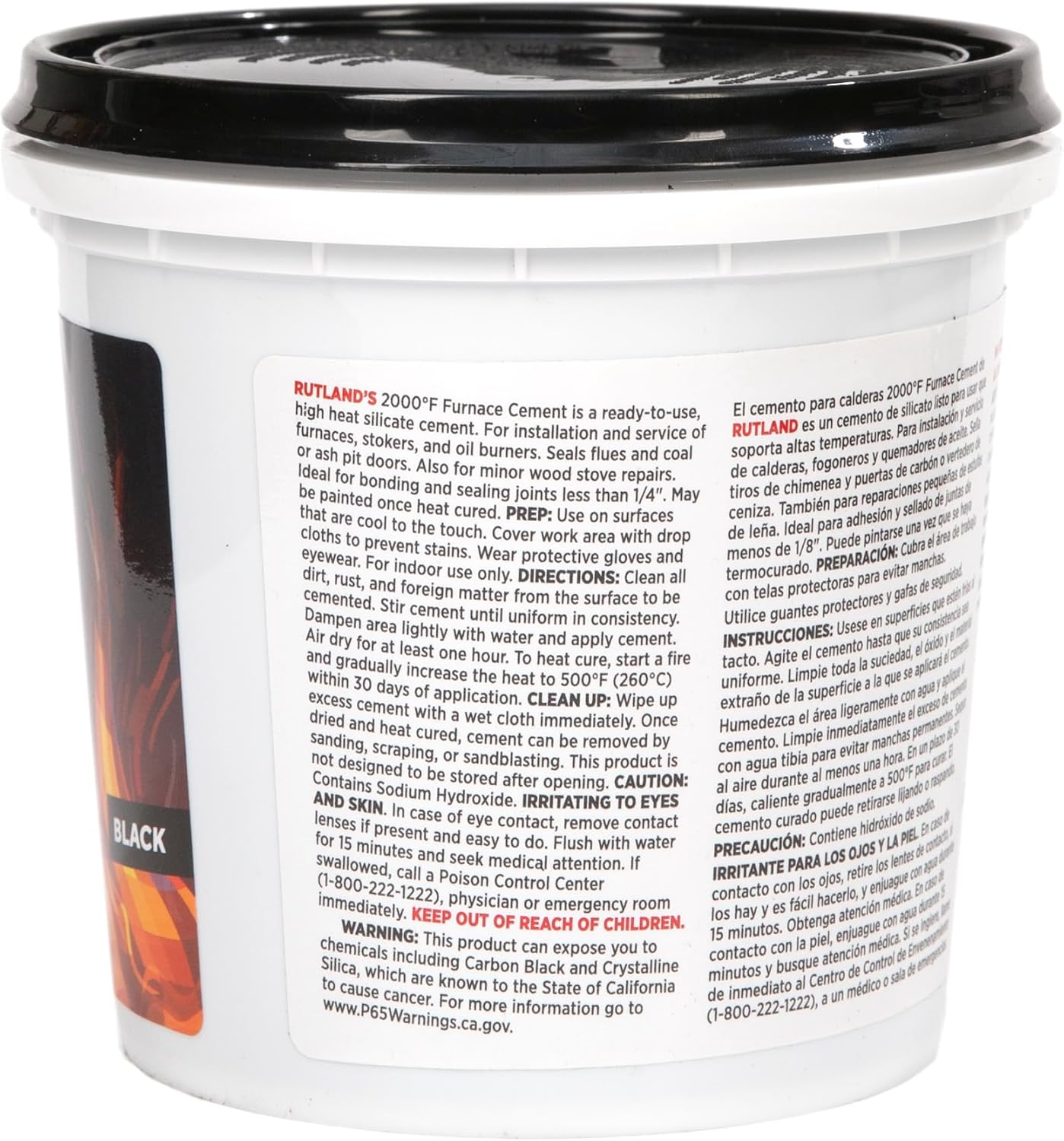 Rutland Furnace Cement, Pre-Mixed High Temperature Cement for Metal, Cast Iron and Steel - Repair Wood Stoves, Boilers & Gas Ceramic Logs - Made in USA, Black, 32 oz