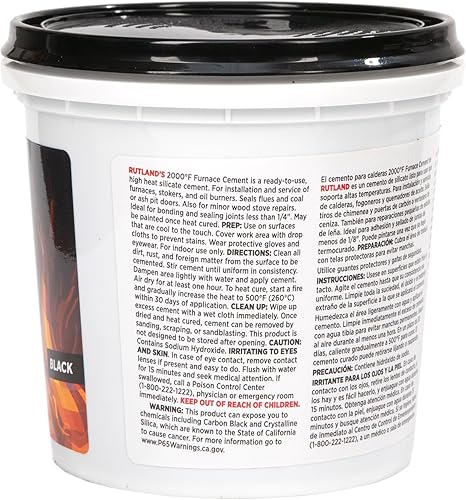 Miniatura 2 de Rutland - Cemento para horno, cemento premezclado de alta temperatura para metal, hierro fundido y acero – Reparación de estufas de madera, calderas