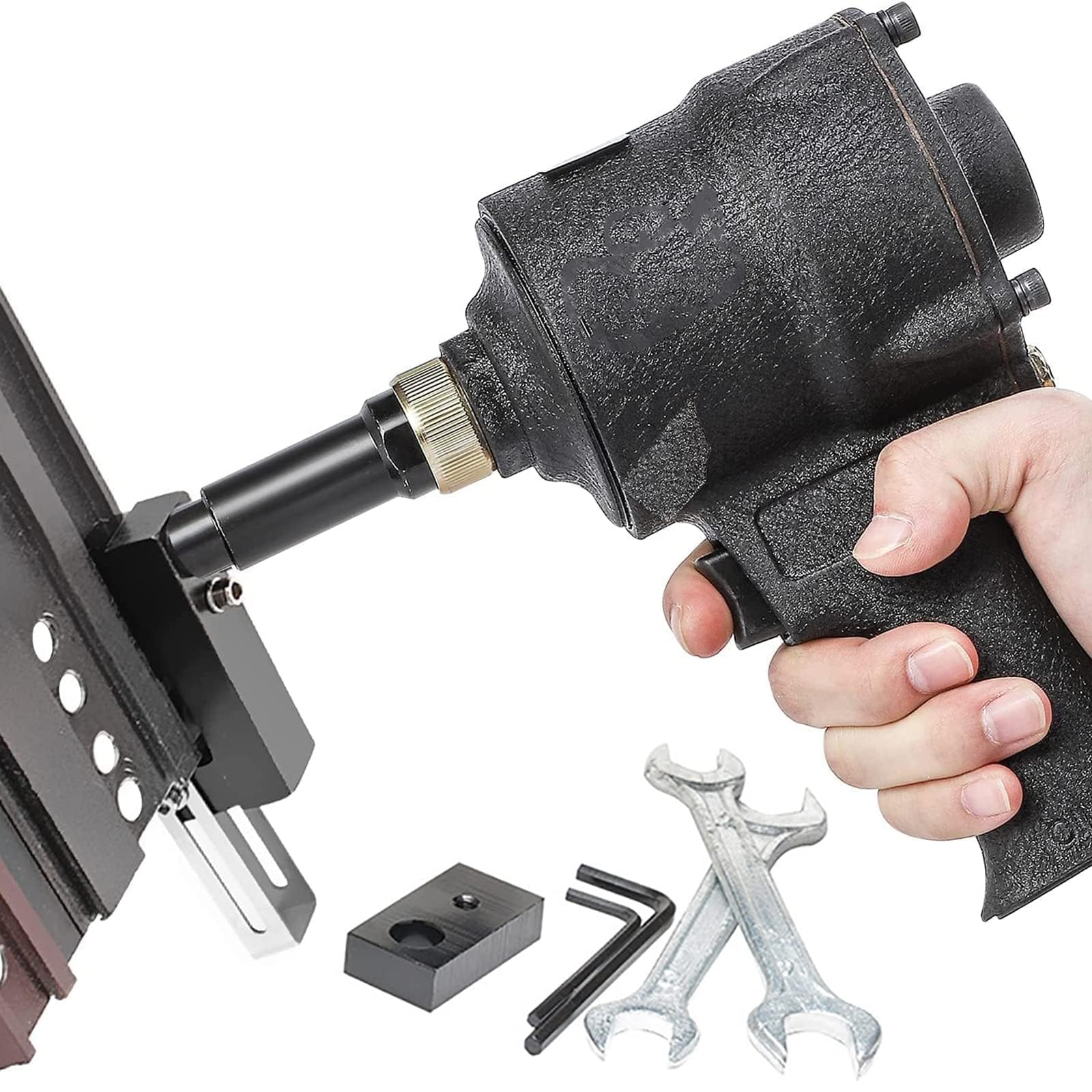 Perforatore industriale per fori pneumatici, 3,2-8 mm, testa rotante a 360°, margini regolabili, strumento per porte, finestre, fabbrica, ufficio, casa