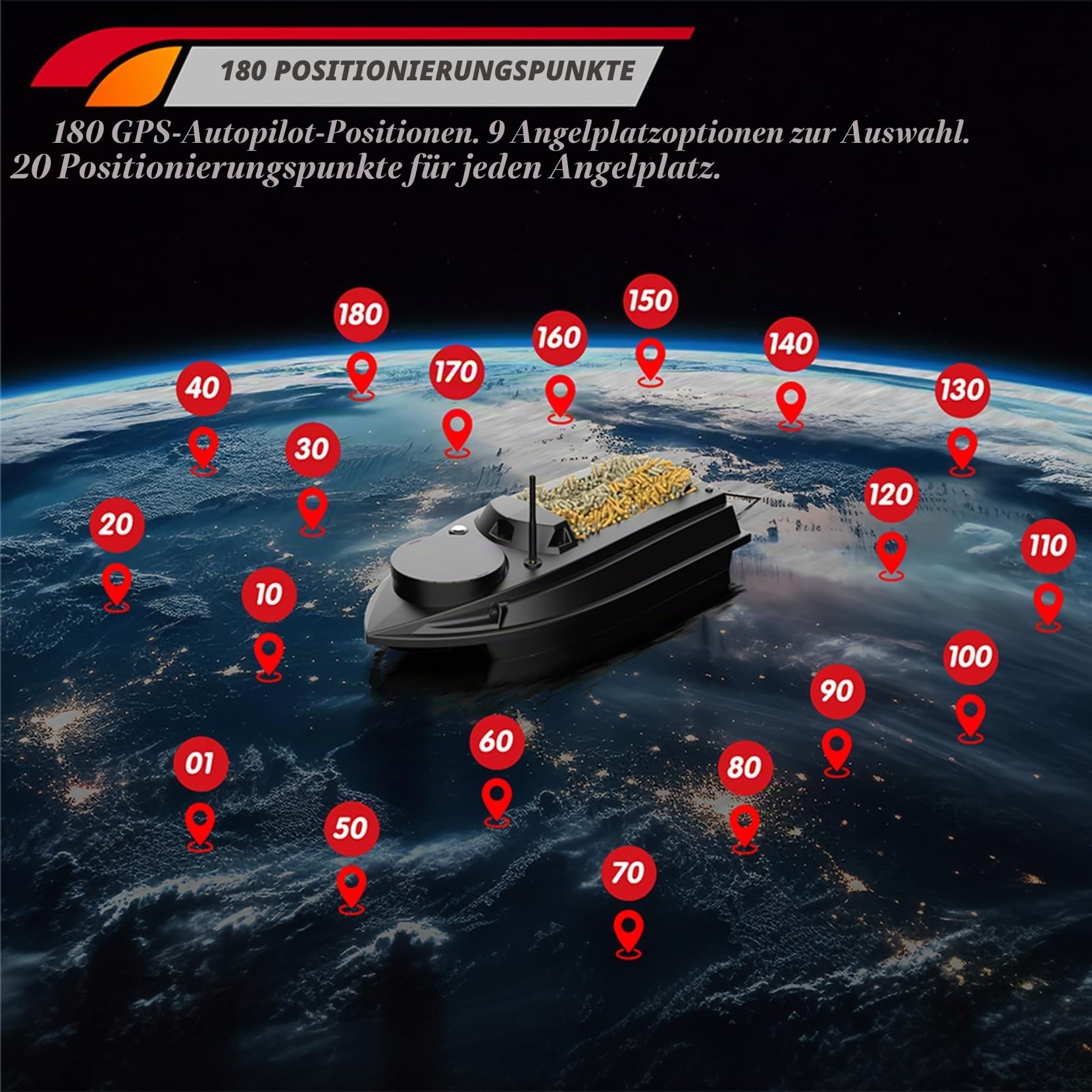 Angelköder-Boot RC-Fischerköderboot 800M Entfernung GPS Köder-Boot GPS Postion Auto Cruise Fernbedienung Angelboot Mit Kabellosem Doppel Motors,20000mAh,3kg (Grundversion)