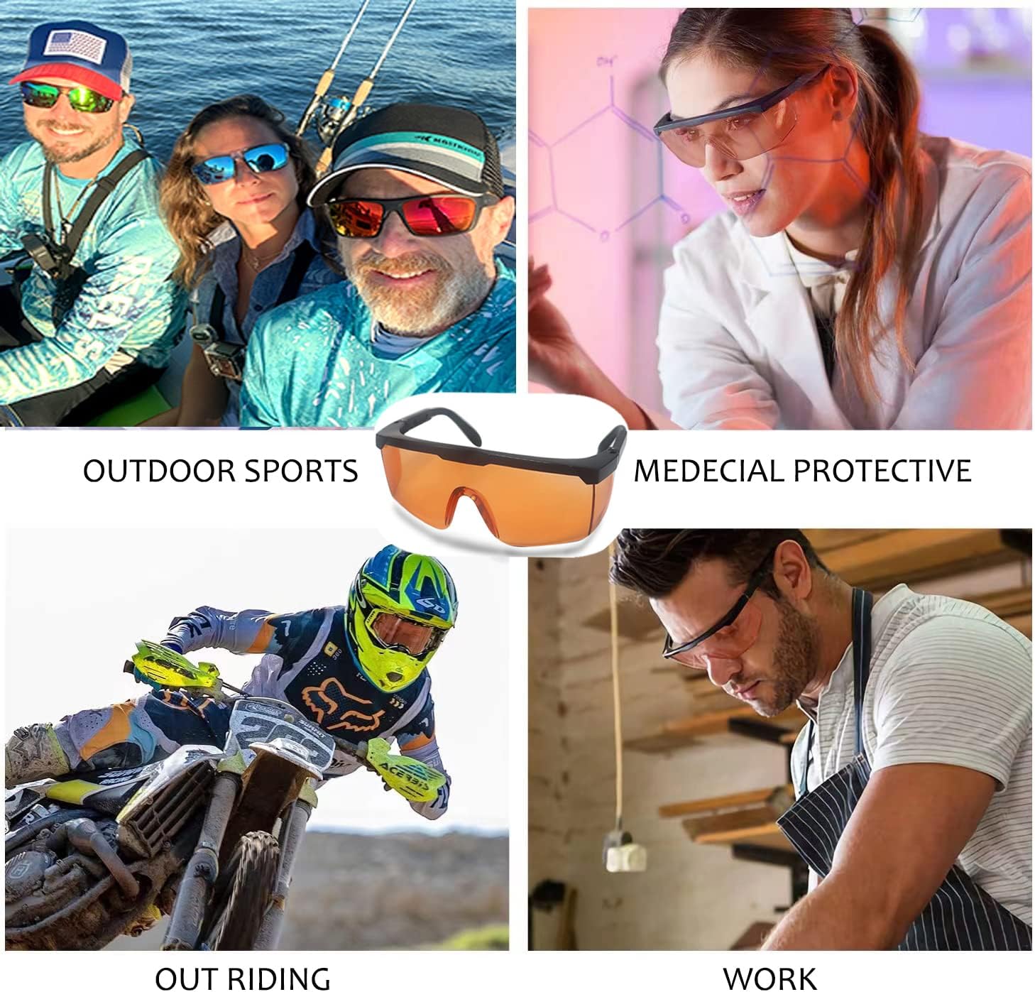 mozeeda UV Light Safety Glasses Protection,UVC 400 Blue Light Blocking Protective Glasses Goggles,Ansi Z87 Adjustable Temples Eyewear, Shaded Shatterproof Scratch Resistant Safe Sunglasses with Case - Image 8