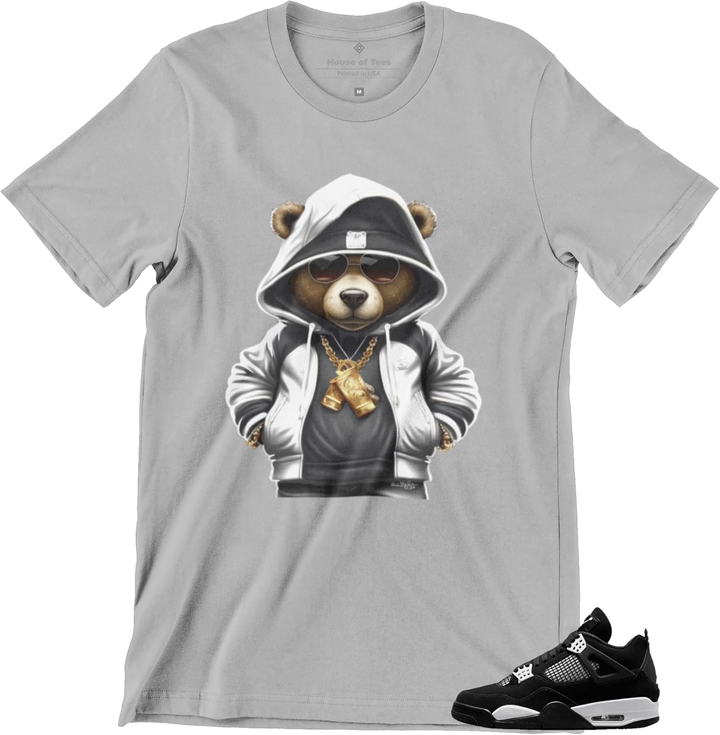 Jordan 4 White Thunder Men's T Shirt to Match Sneakers