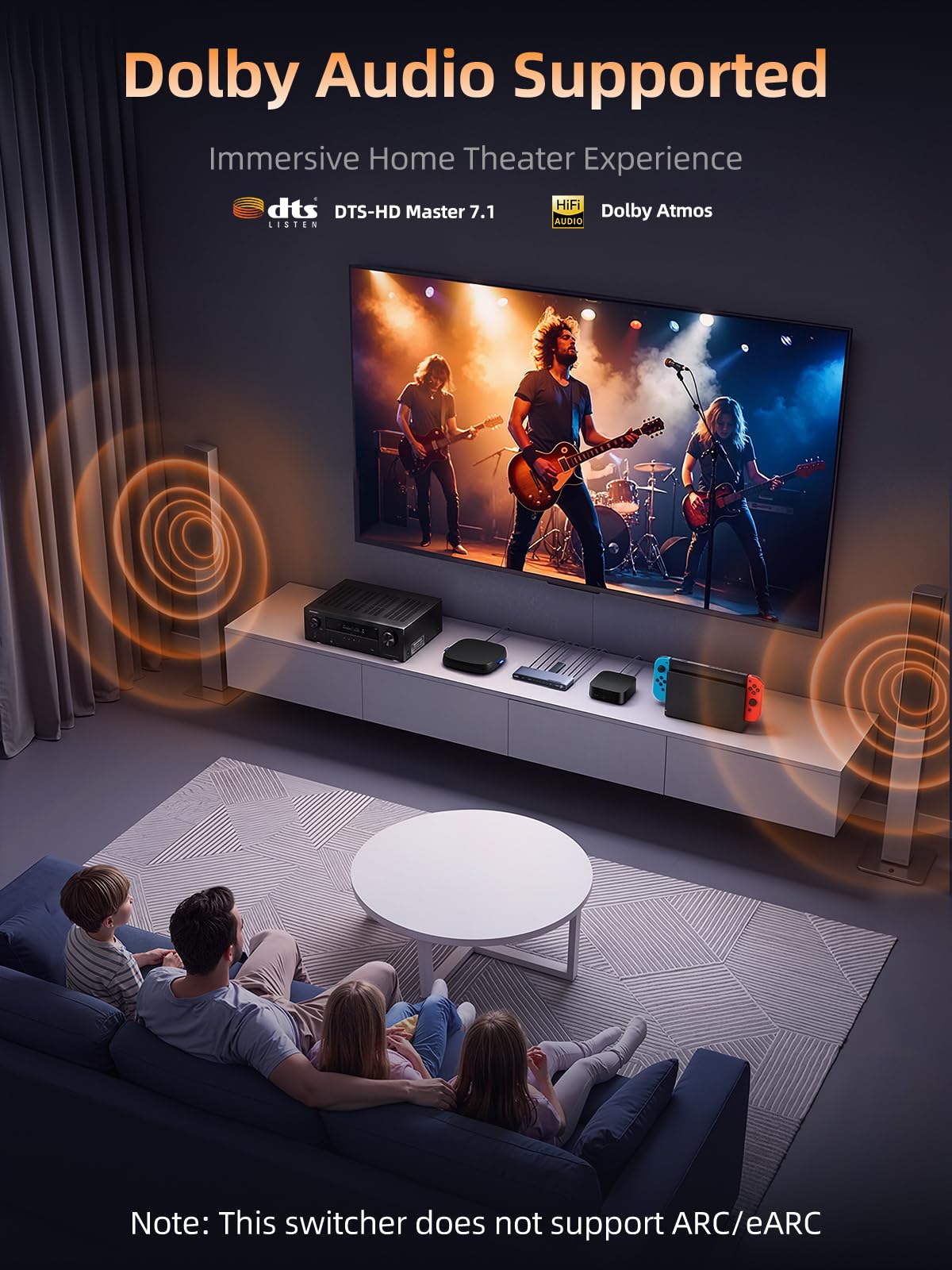 llano HDMI 2.1 Switch 8K@60Hz 5 in 1 out Switch | 48Gbps, 4K@120Hz/240Hz, HDR10+, Dolby Atmos, telecomando IR, compatibile con Apple TV, Xbox, Roku, ecc.